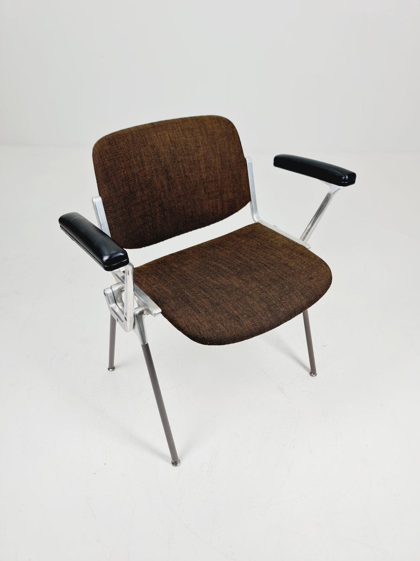Italian Brown Fabric Castelli arm chairs by Giancarlo Piretti, 1970s