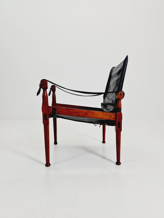Mid-century vintage Danish Safari Leather chair, By Hayat Brother 1960s