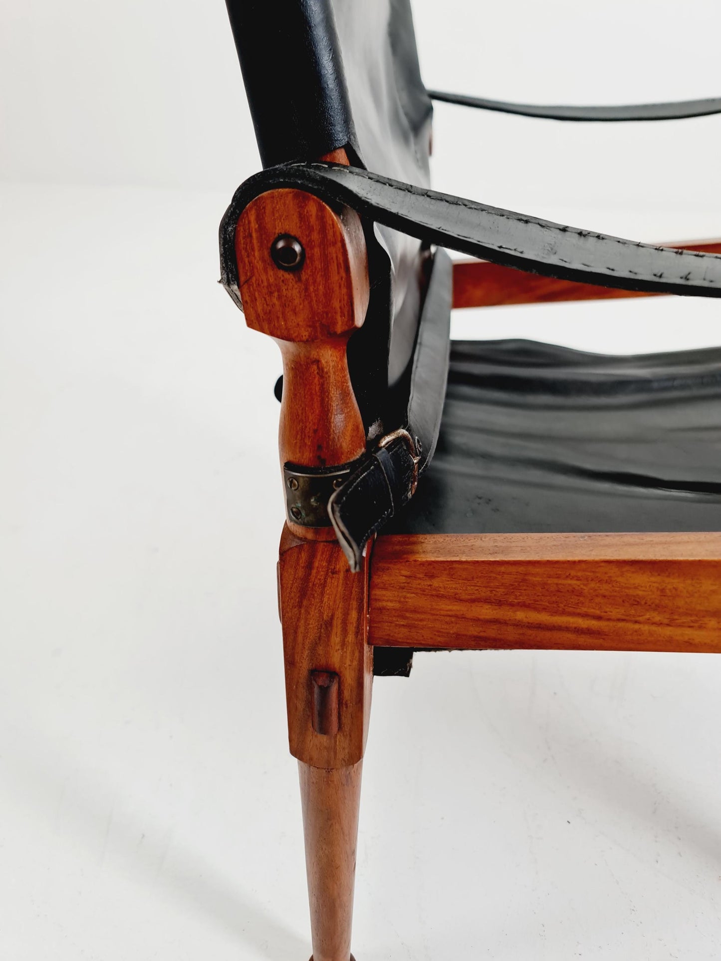 Mid-century vintage Danish Safari Leather chair, By Hayat Brother 1960s