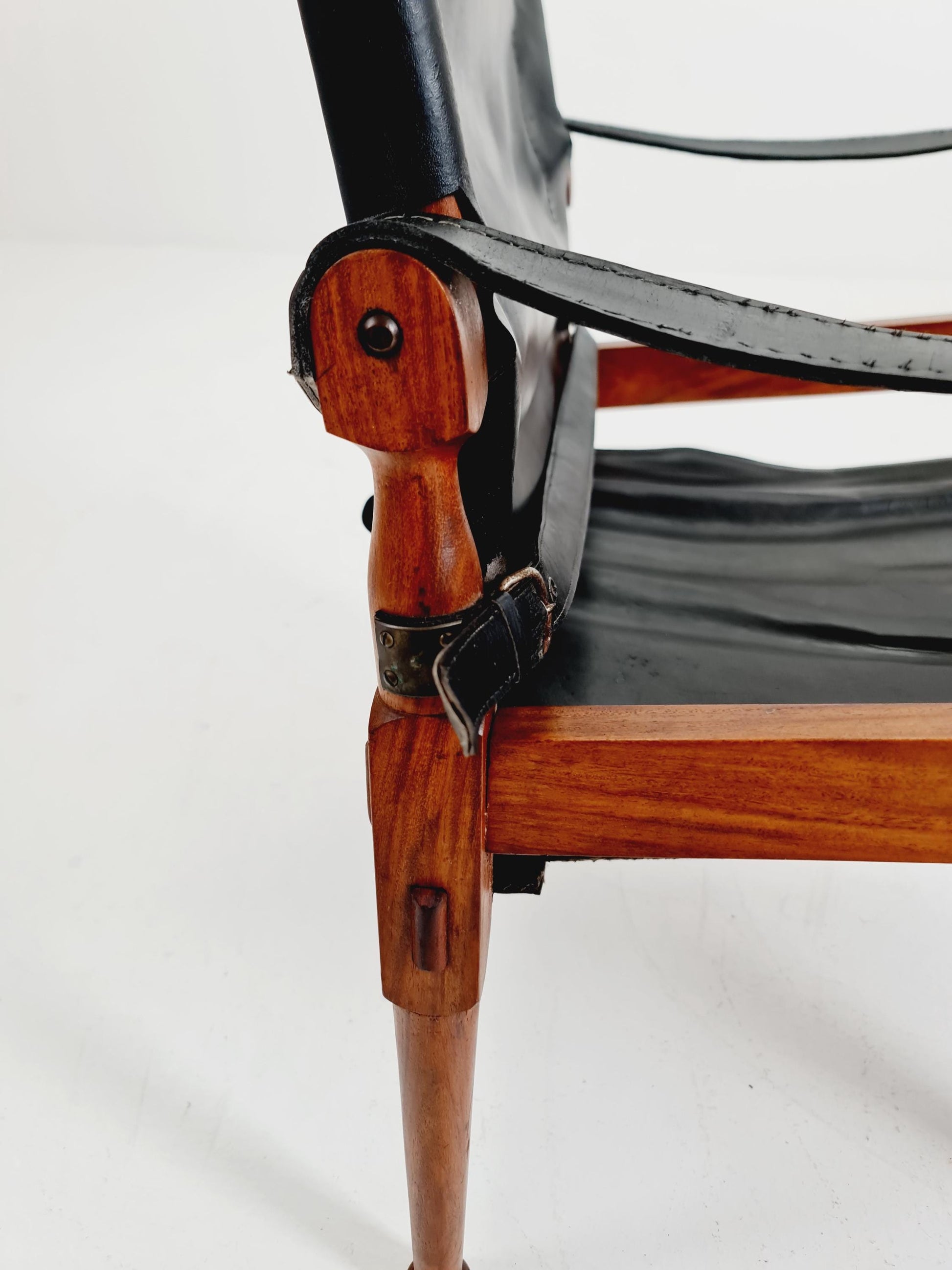 Mid-century vintage Danish Safari Leather chair, By Hayat Brother 1960s