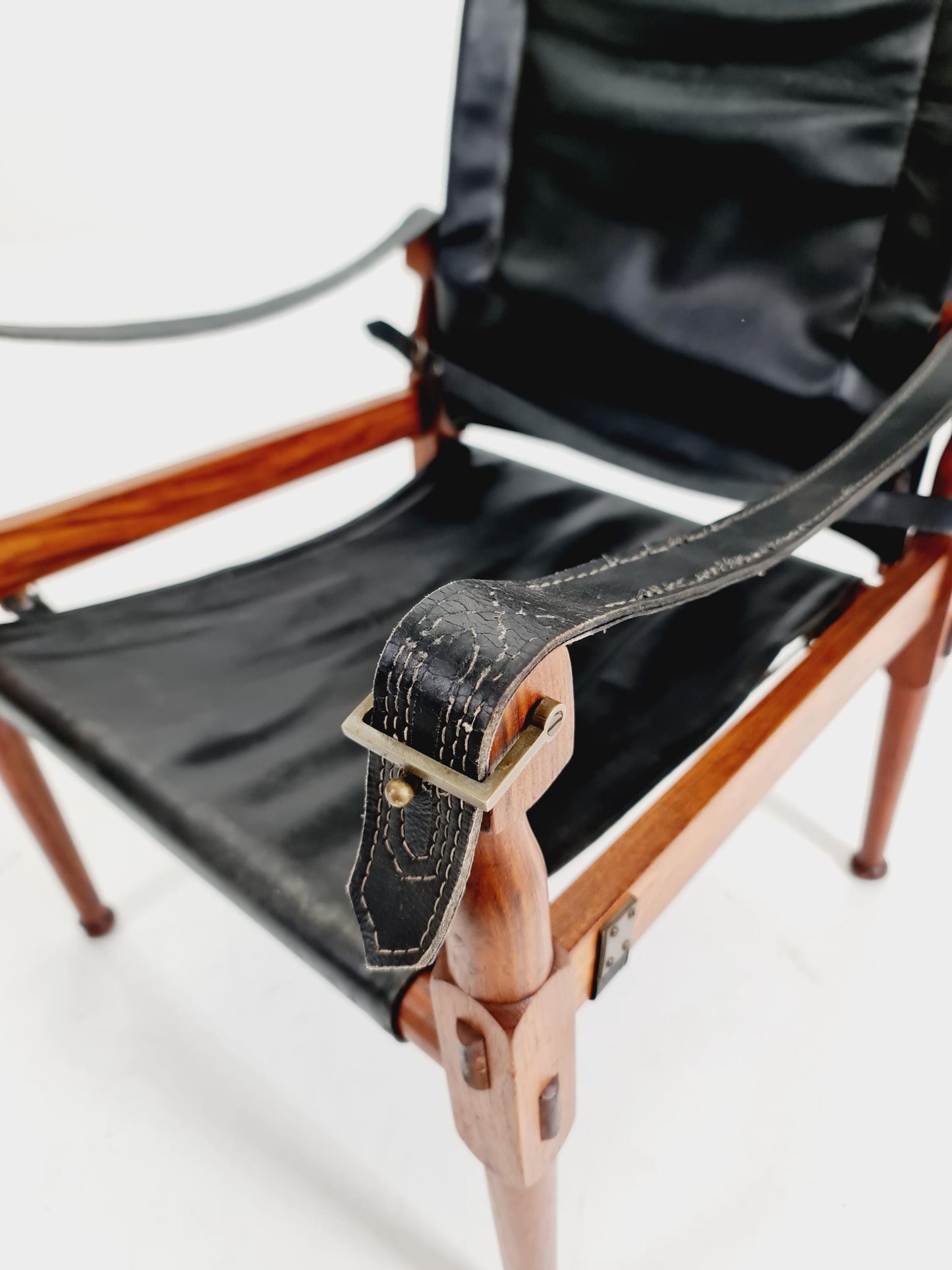 Mid-century vintage Danish Safari Leather chair, By Hayat Brother 1960s