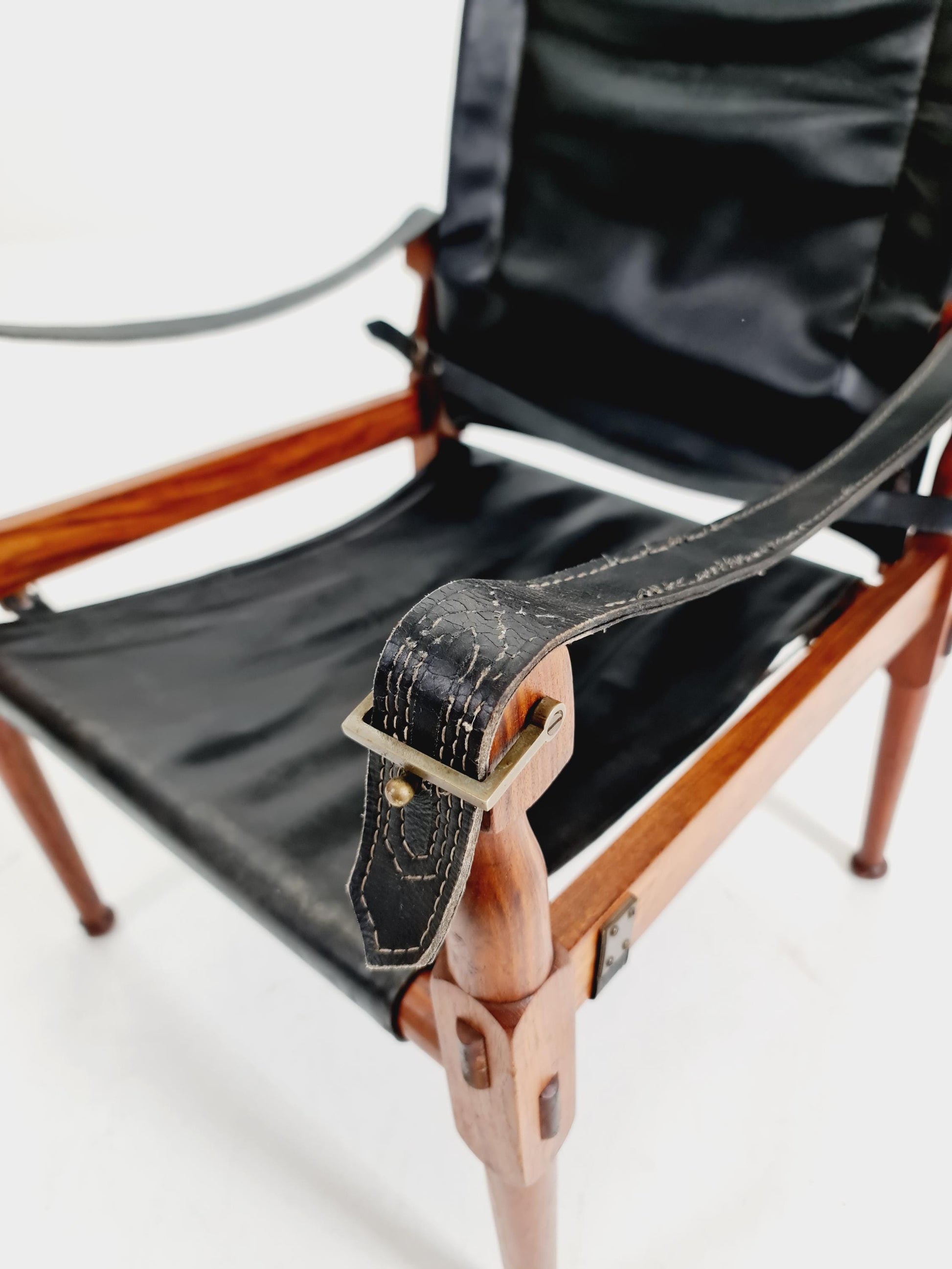 Mid-century vintage Danish Safari Leather chair, By Hayat Brother 1960s