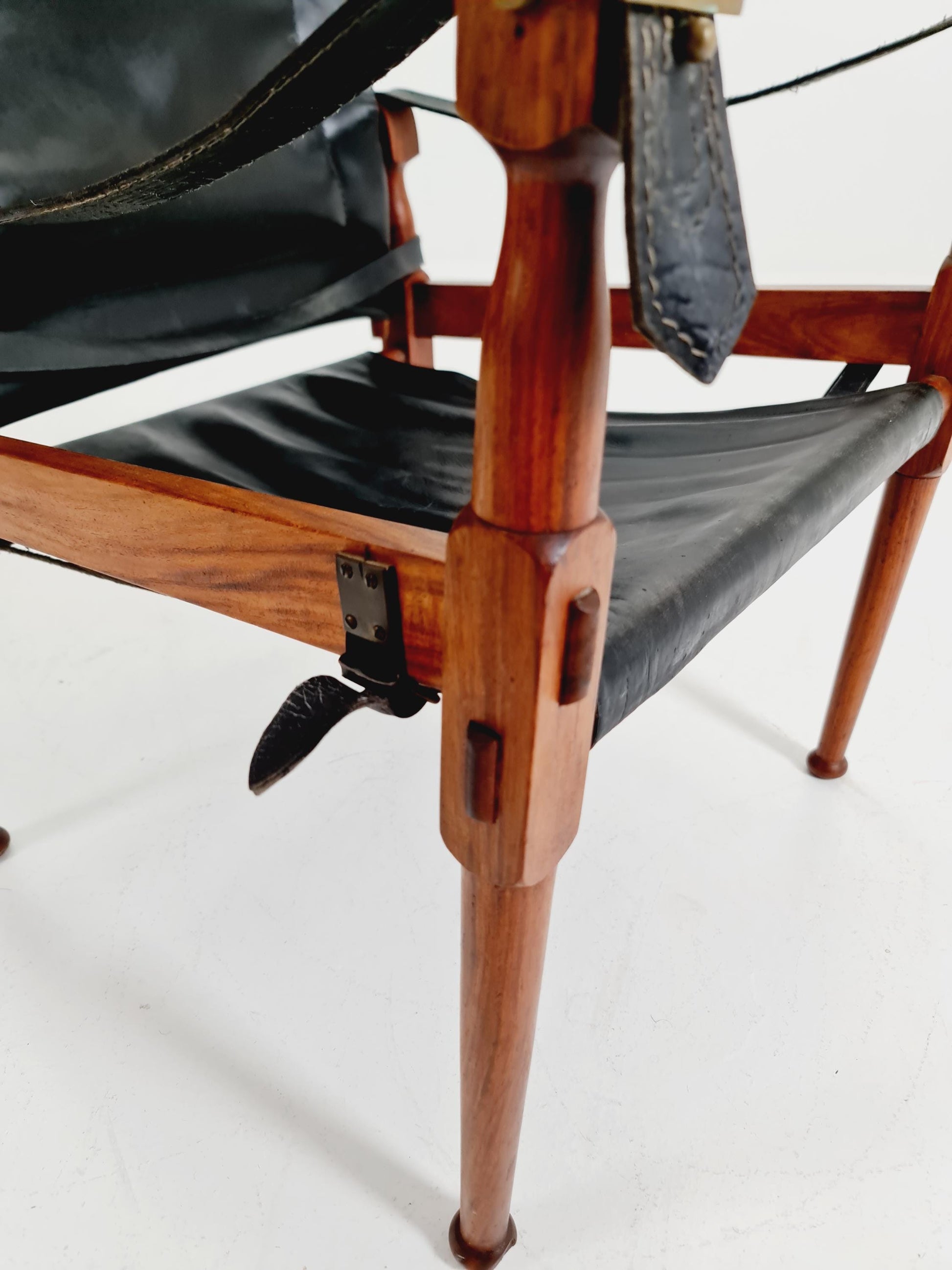 Mid-century vintage Danish Safari Leather chair, By Hayat Brother 1960s