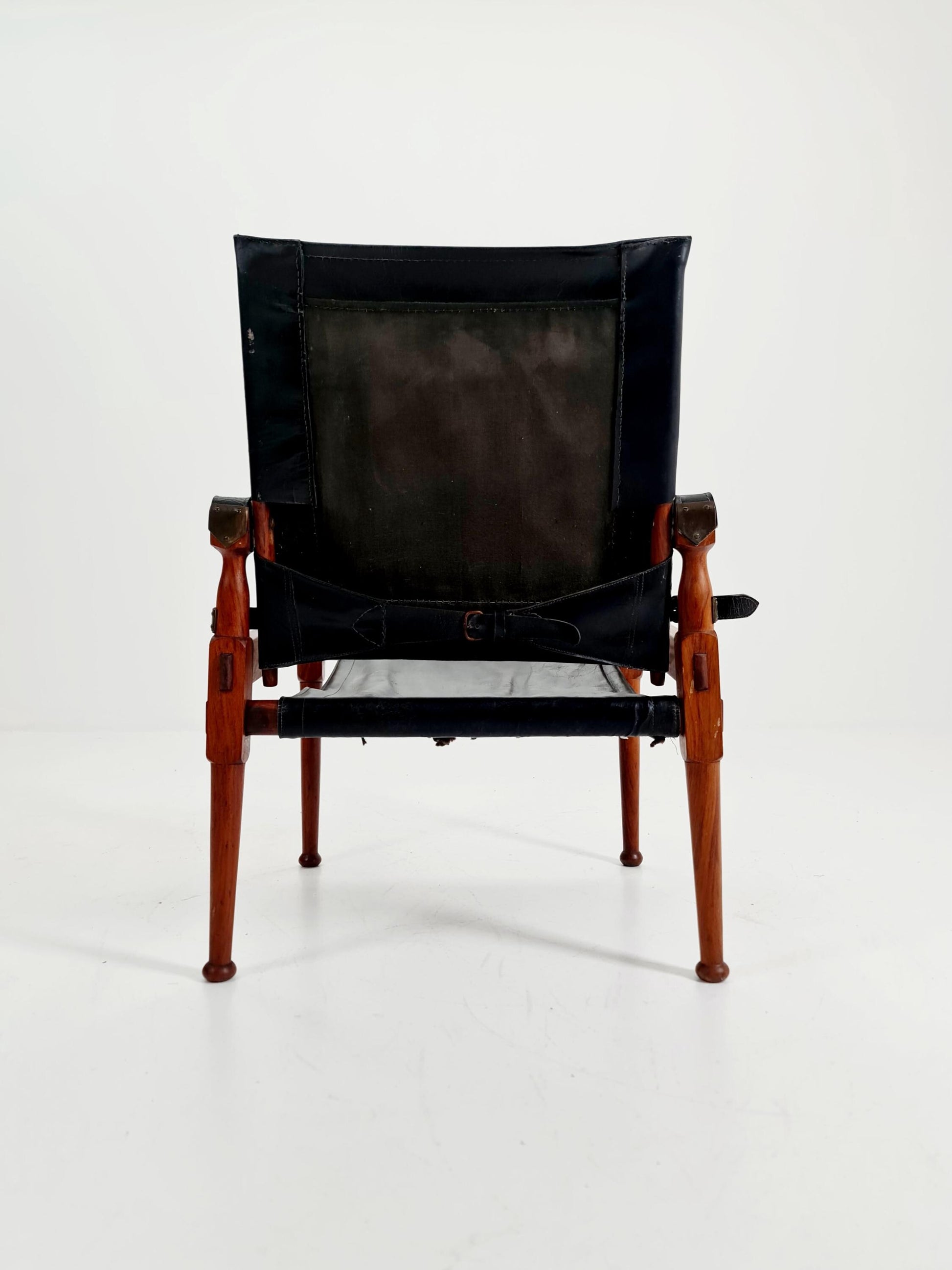 Mid-century vintage Danish Safari Leather chair, By Hayat Brother 1960s