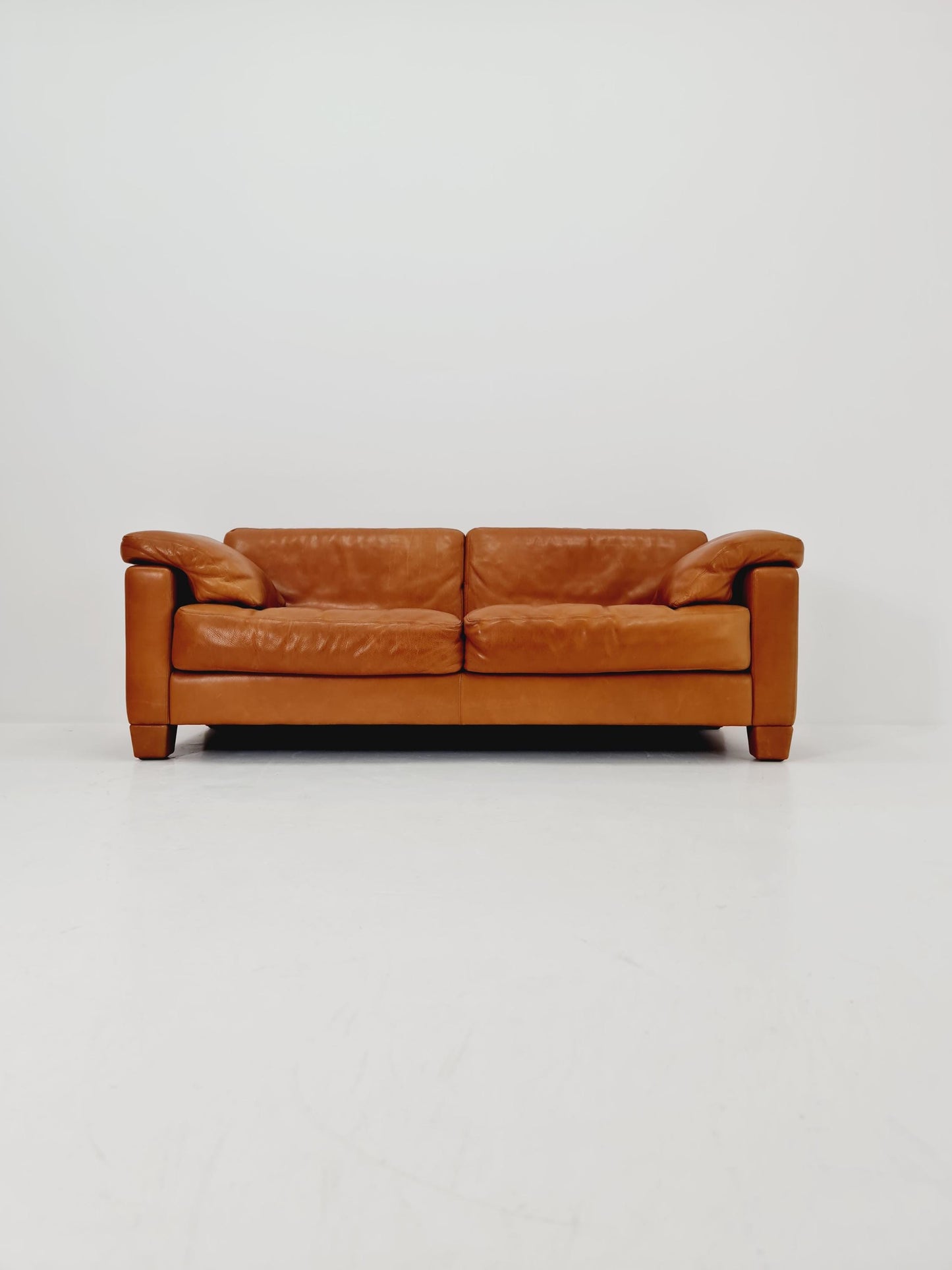 Vintage Swiss leather congac sofa by De Sede Ds 17 Switzerland, 1970s