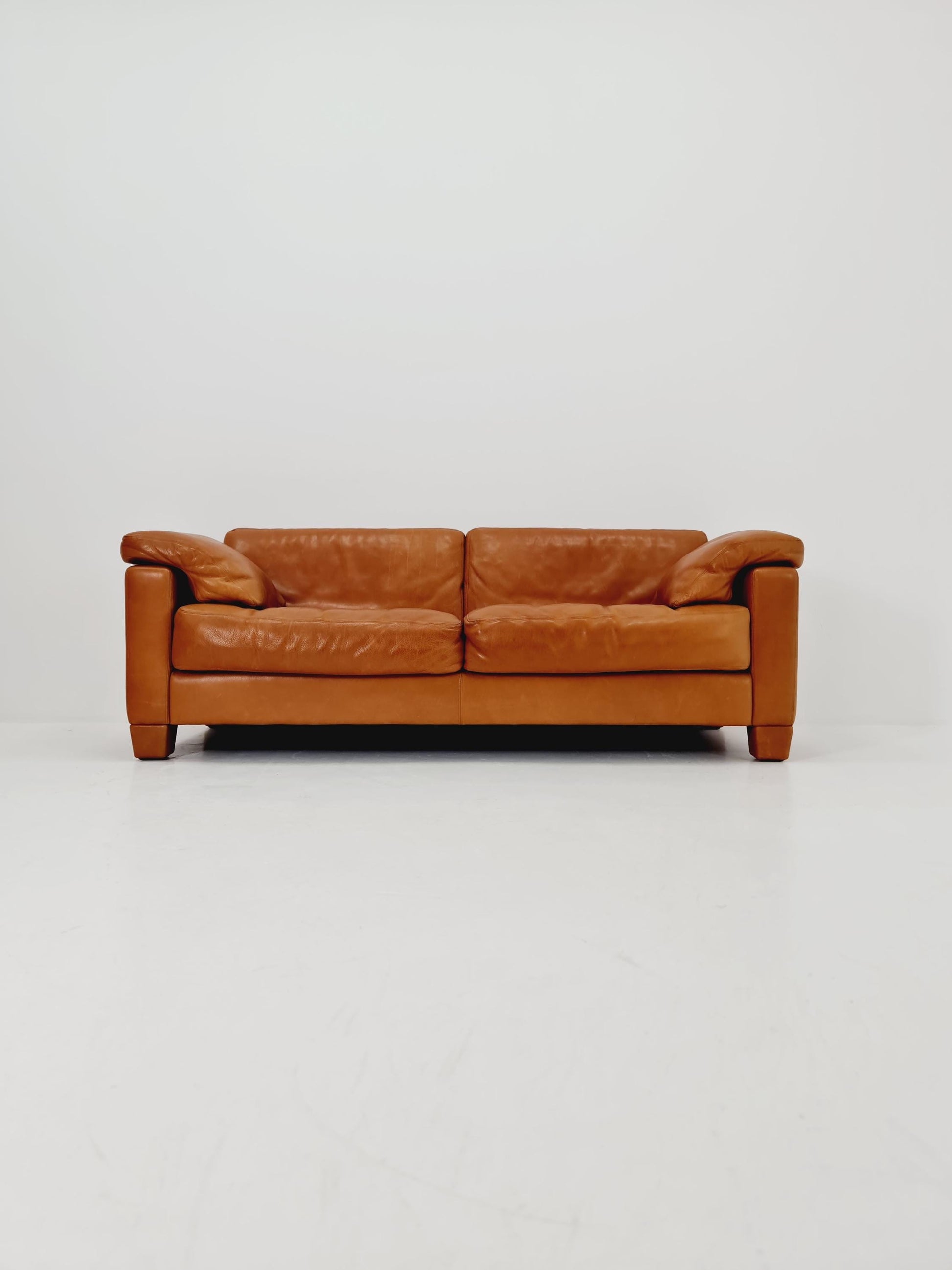 Vintage Swiss leather congac sofa by De Sede Ds 17 Switzerland, 1970s