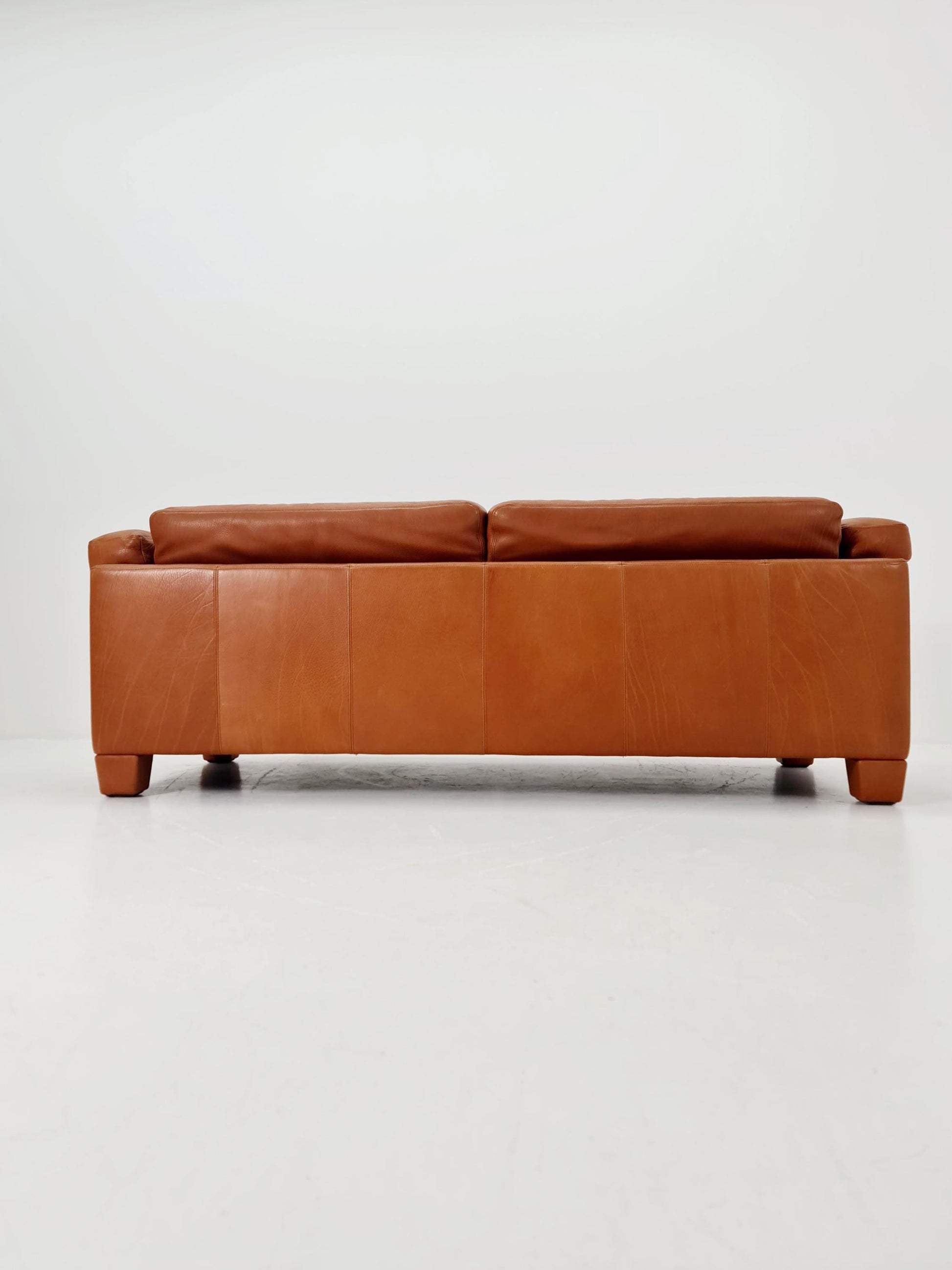 Vintage Swiss leather congac sofa by De Sede Ds 17 Switzerland, 1970s