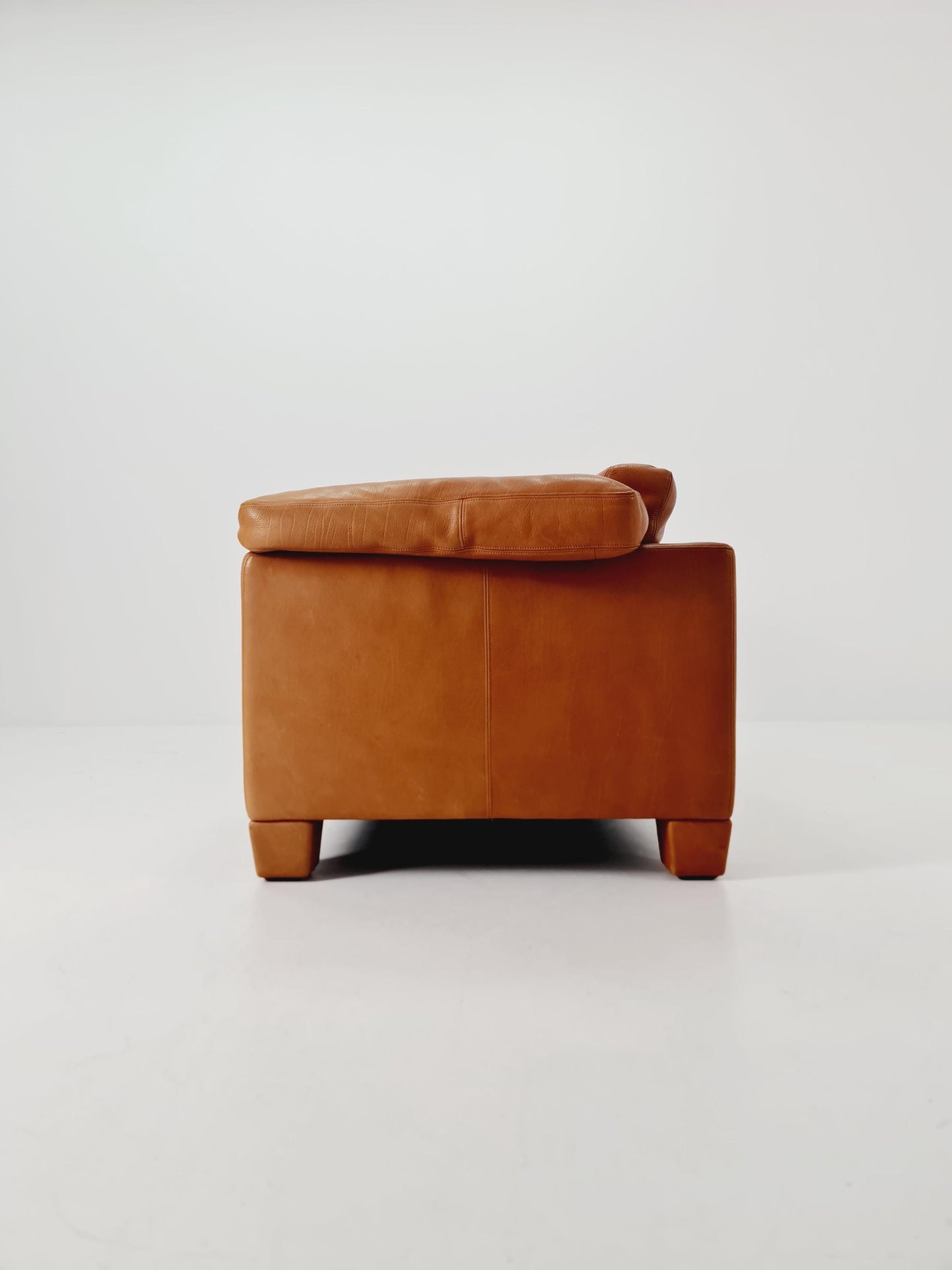 Vintage Swiss leather congac sofa by De Sede Ds 17 Switzerland, 1970s
