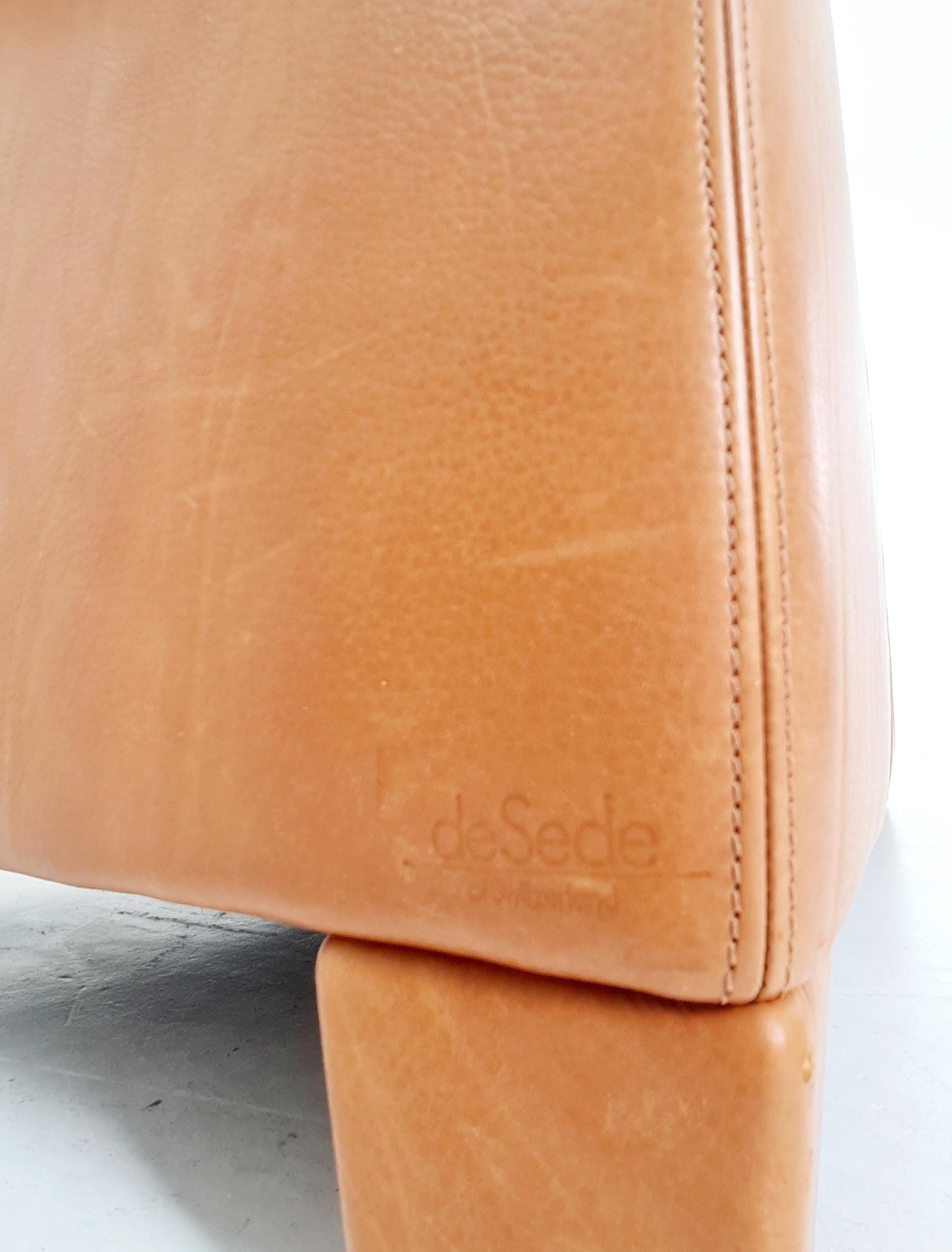 Vintage Swiss leather congac sofa by De Sede Ds 17 Switzerland, 1970s