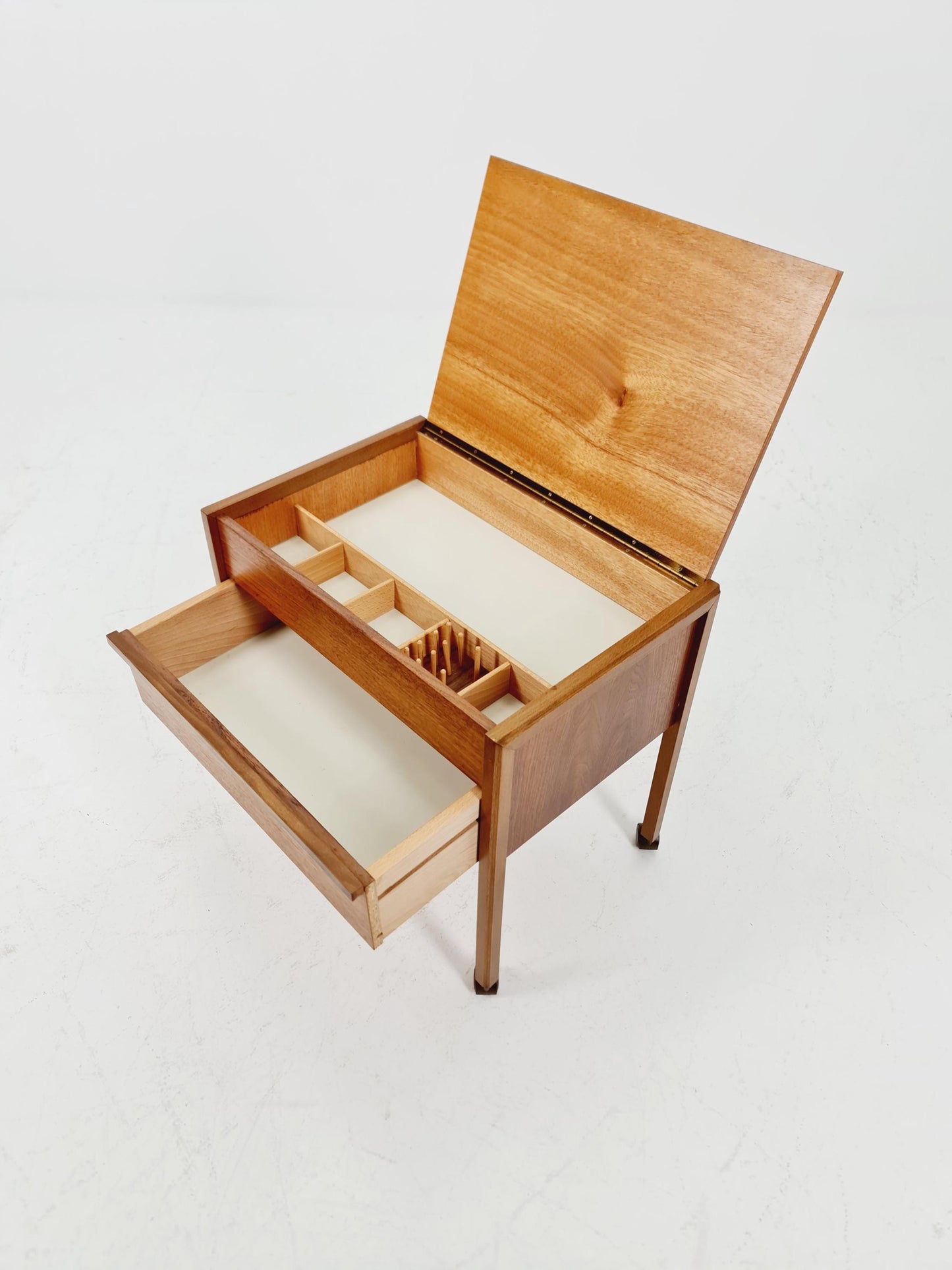 Vintage teak sweing table/ side table cabinet, 1960s