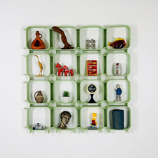 1 of 20 Mid-Century Modular Wall Panels in Mint Green, ABS Plastic, Switzerland 1980s