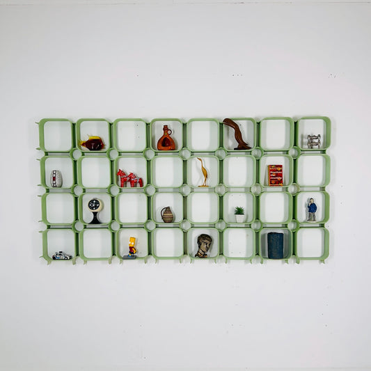 Set of 4 Mid-Century Modular Wall Panels in Mint Green, ABS Plastic, Switzerland 1980s