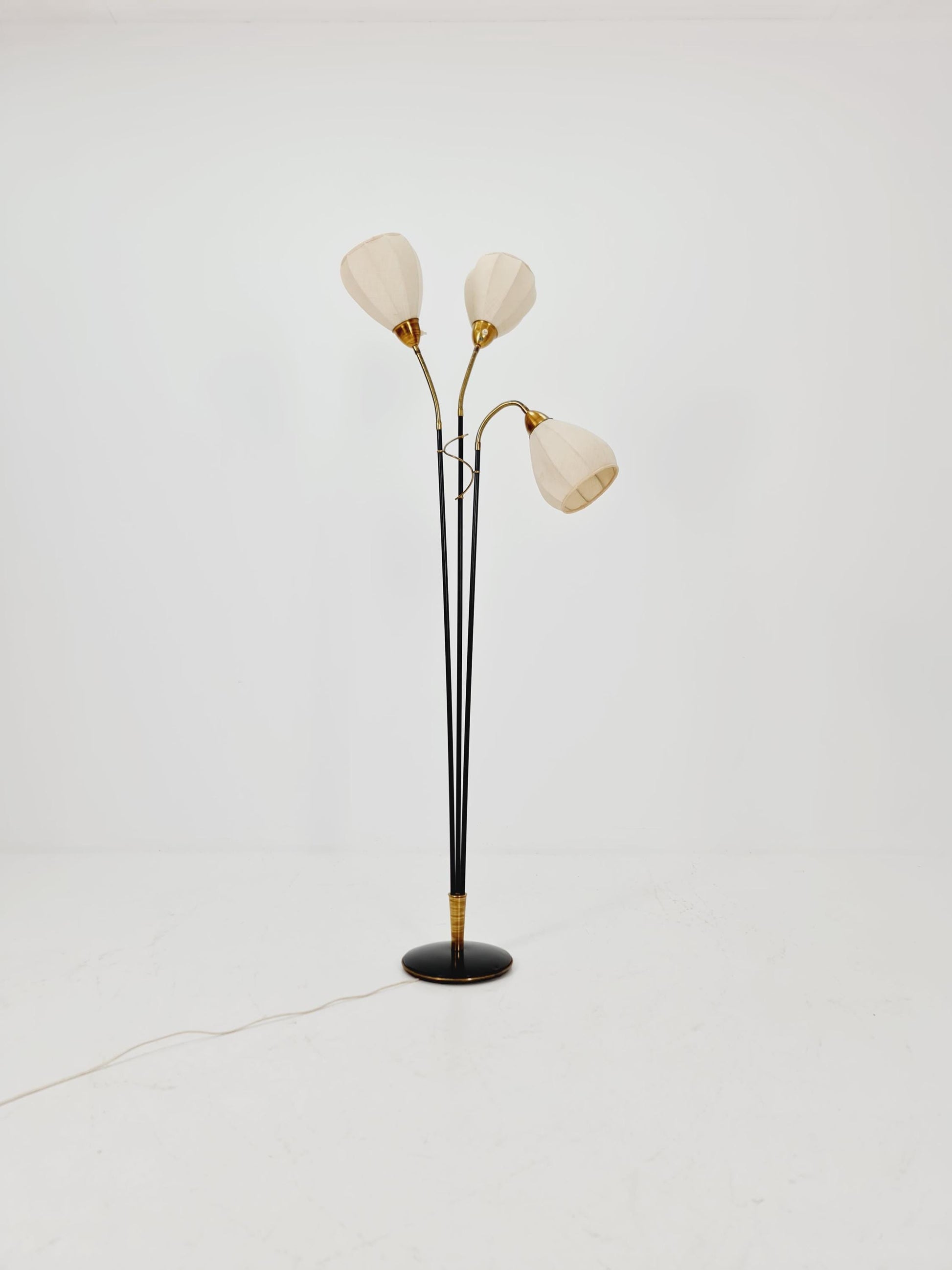 Rare swedish vintage floor lamp in metal & Brass by Möller Armatur Eskilstuna MAE, 1950s
