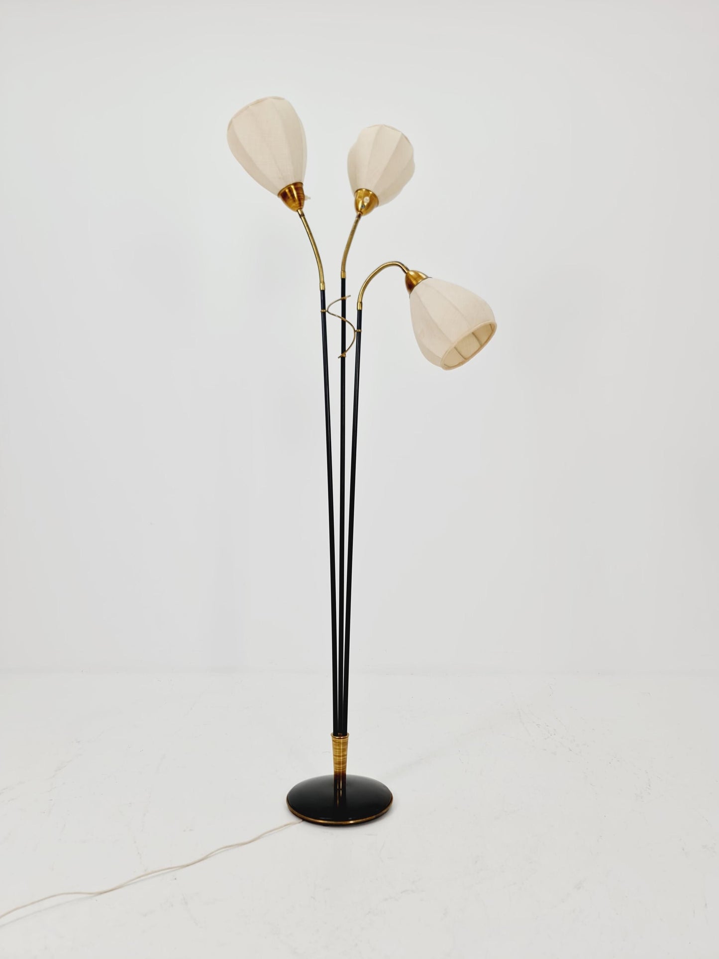 Rare swedish vintage floor lamp in metal & Brass by Möller Armatur Eskilstuna MAE, 1950s