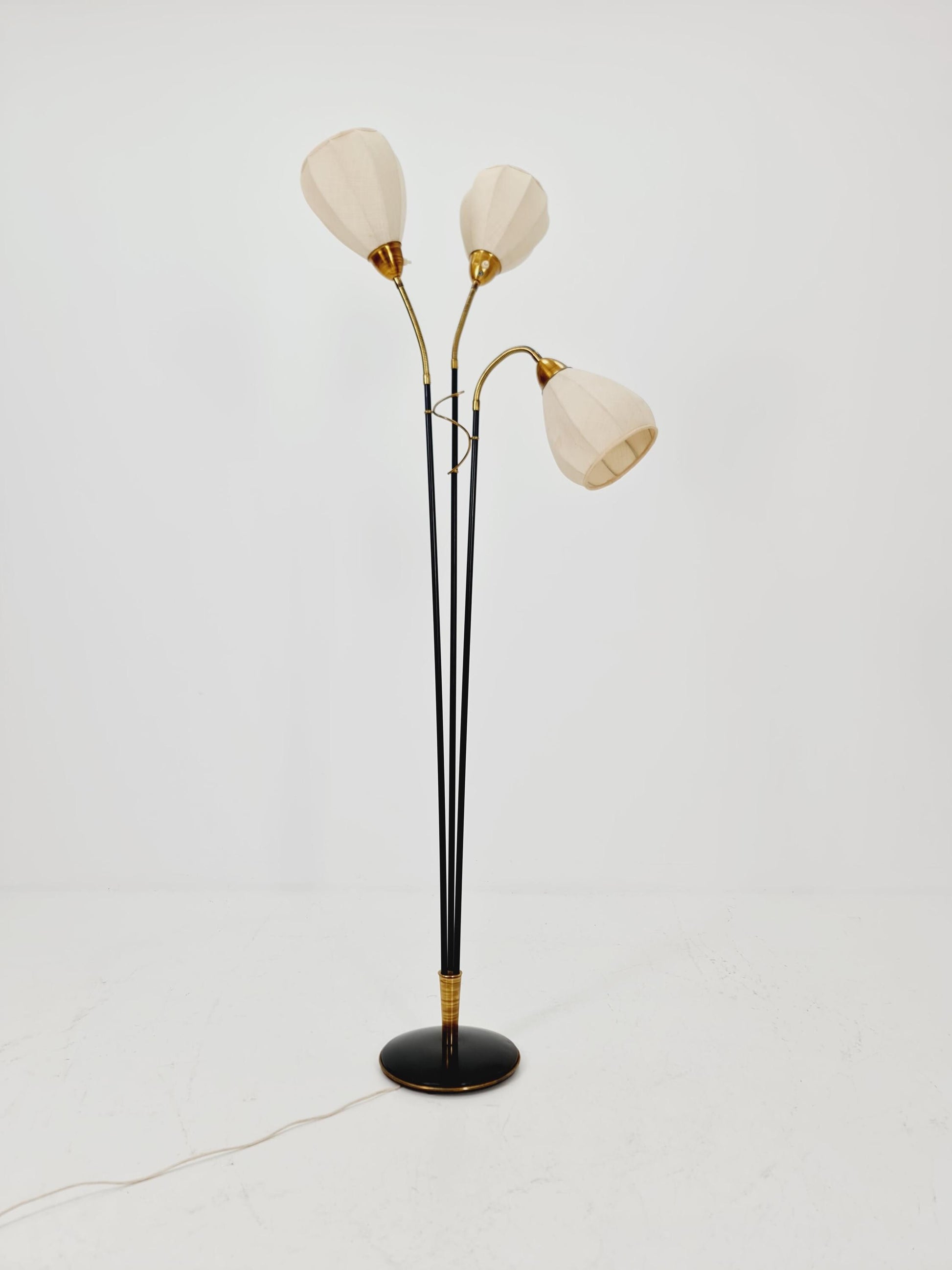 Rare swedish vintage floor lamp in metal & Brass by Möller Armatur Eskilstuna MAE, 1950s