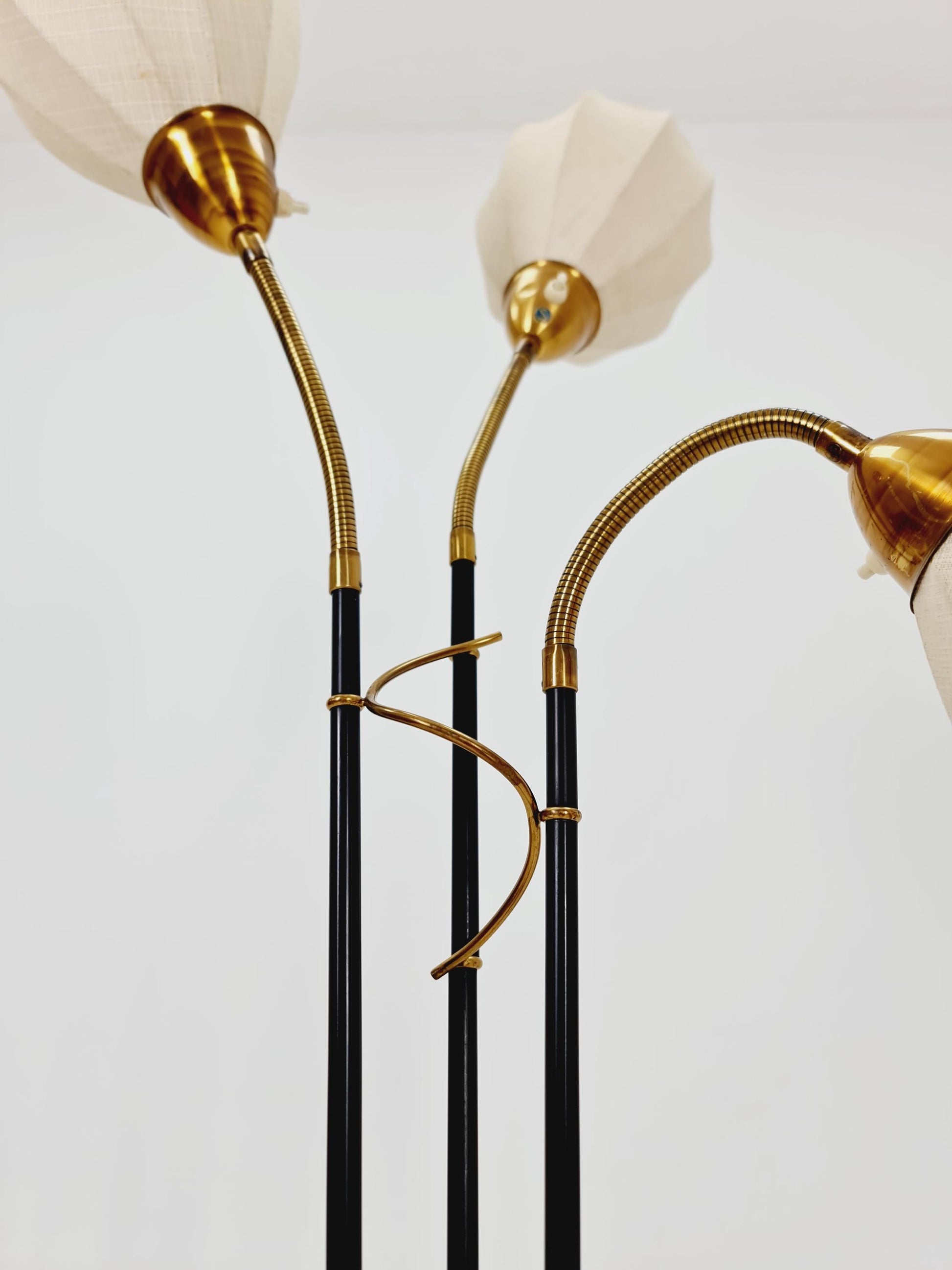 Rare swedish vintage floor lamp in metal & Brass by Möller Armatur Eskilstuna MAE, 1950s