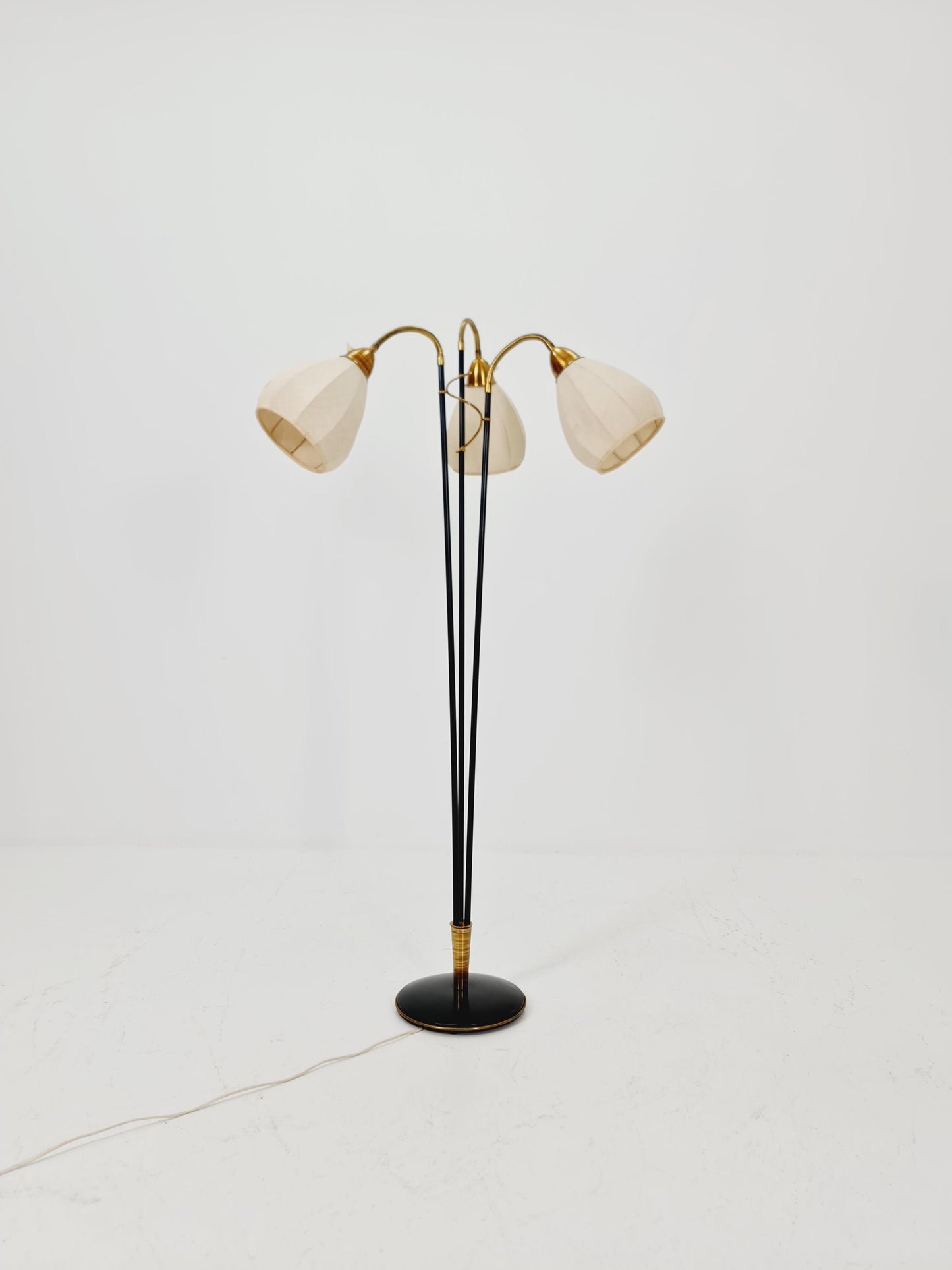 Rare swedish vintage floor lamp in metal & Brass by Möller Armatur Eskilstuna MAE, 1950s
