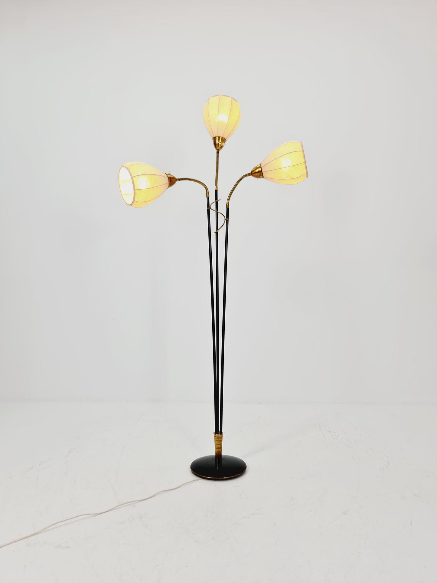 Rare swedish vintage floor lamp in metal & Brass by Möller Armatur Eskilstuna MAE, 1950s