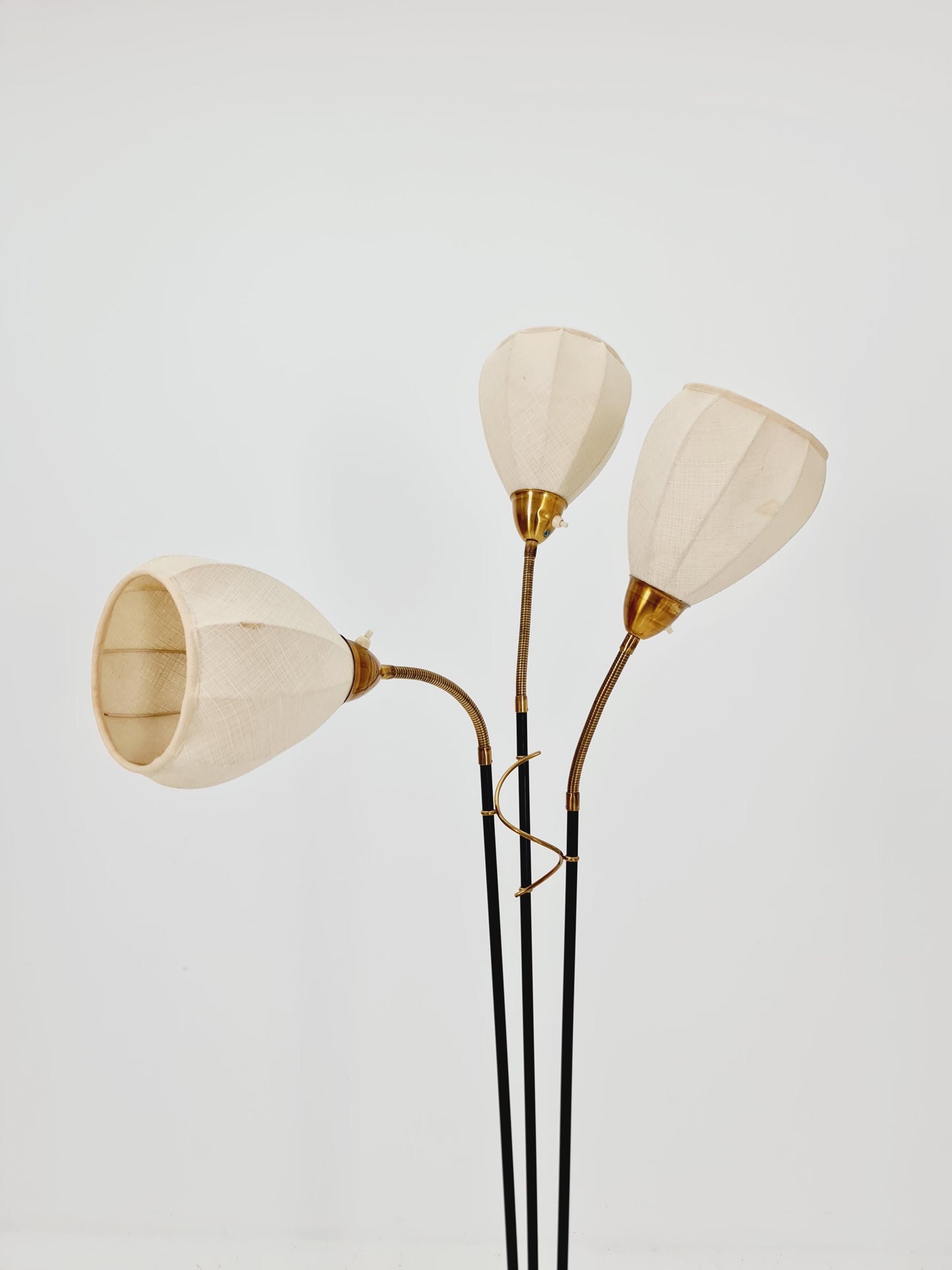 Rare swedish vintage floor lamp in metal & Brass by Möller Armatur Eskilstuna MAE, 1950s