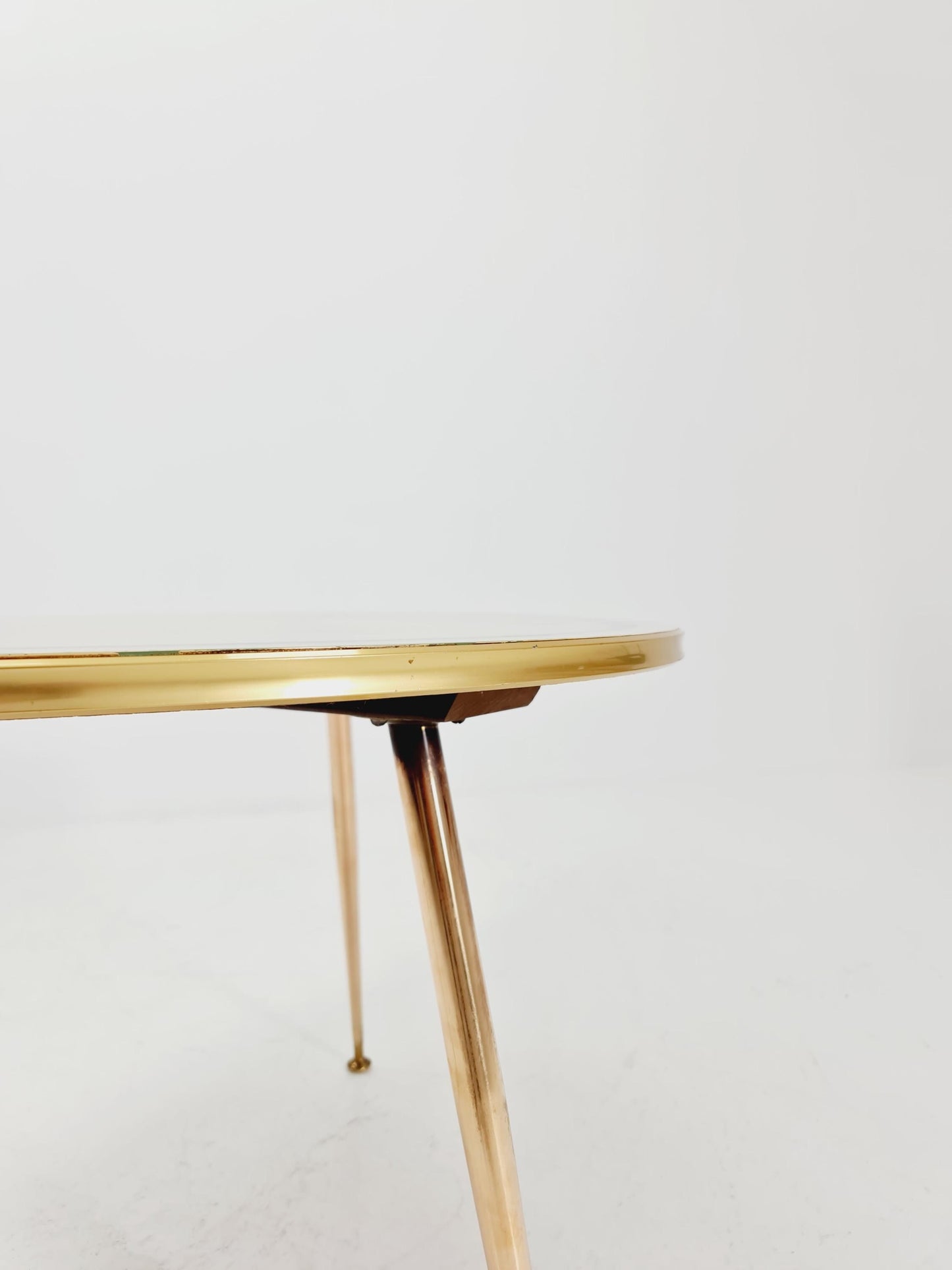 German Mid-Century Tripod Glass & Brass Coffee Table BY Ilse Möbel 1950s
