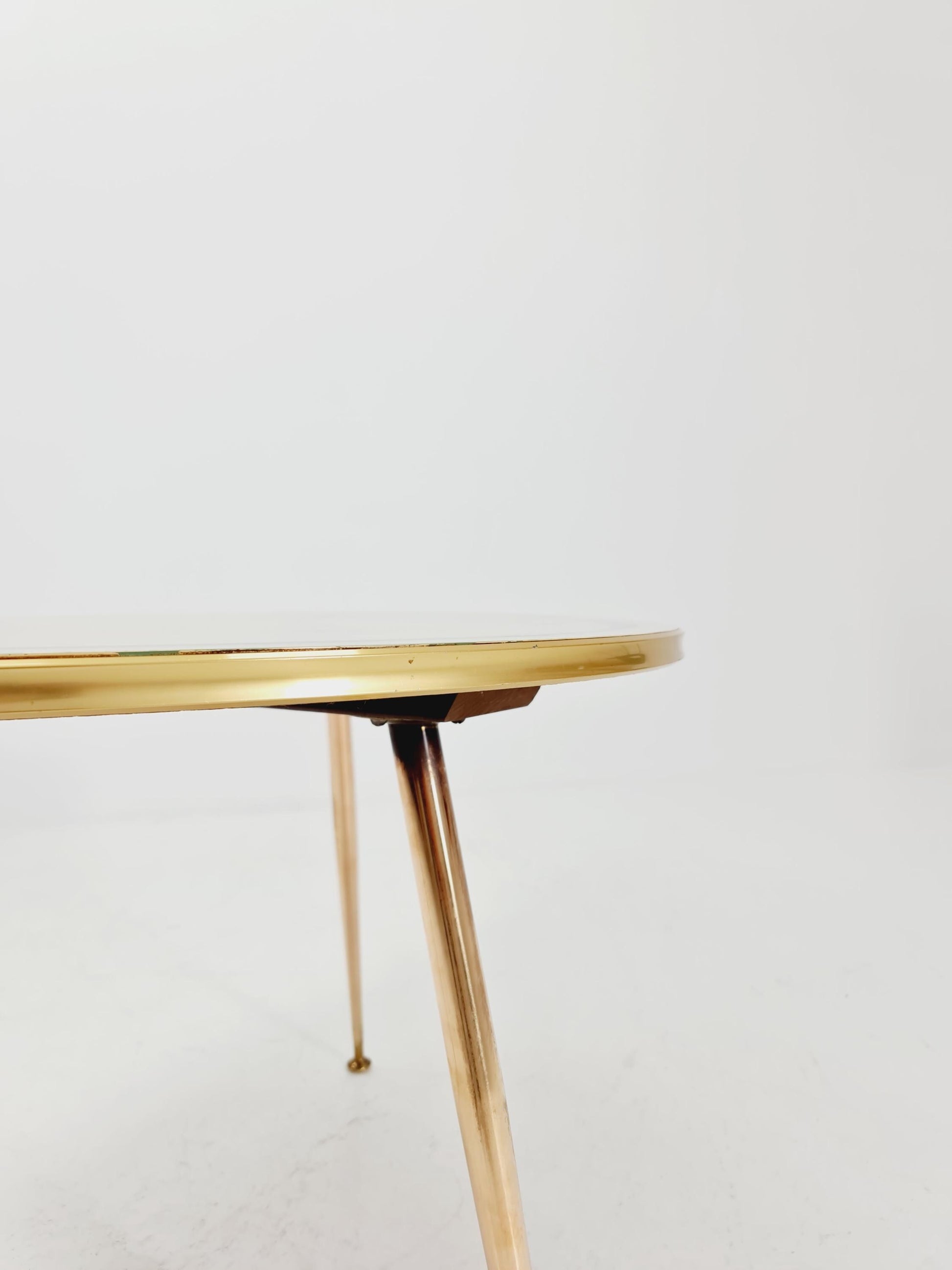 German Mid-Century Tripod Glass & Brass Coffee Table BY Ilse Möbel 1950s