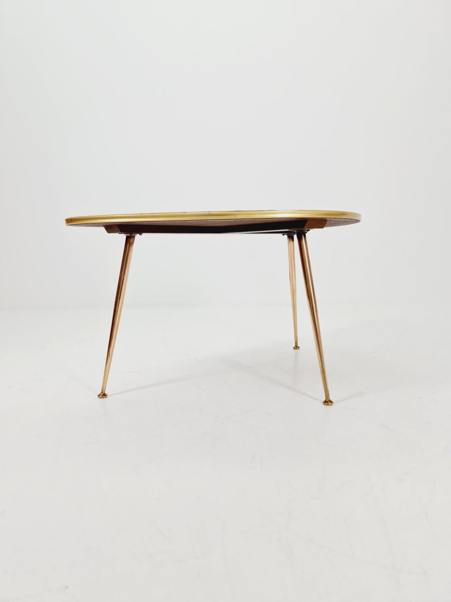 German Mid-Century Tripod Glass & Brass Coffee Table BY Ilse Möbel 1950s