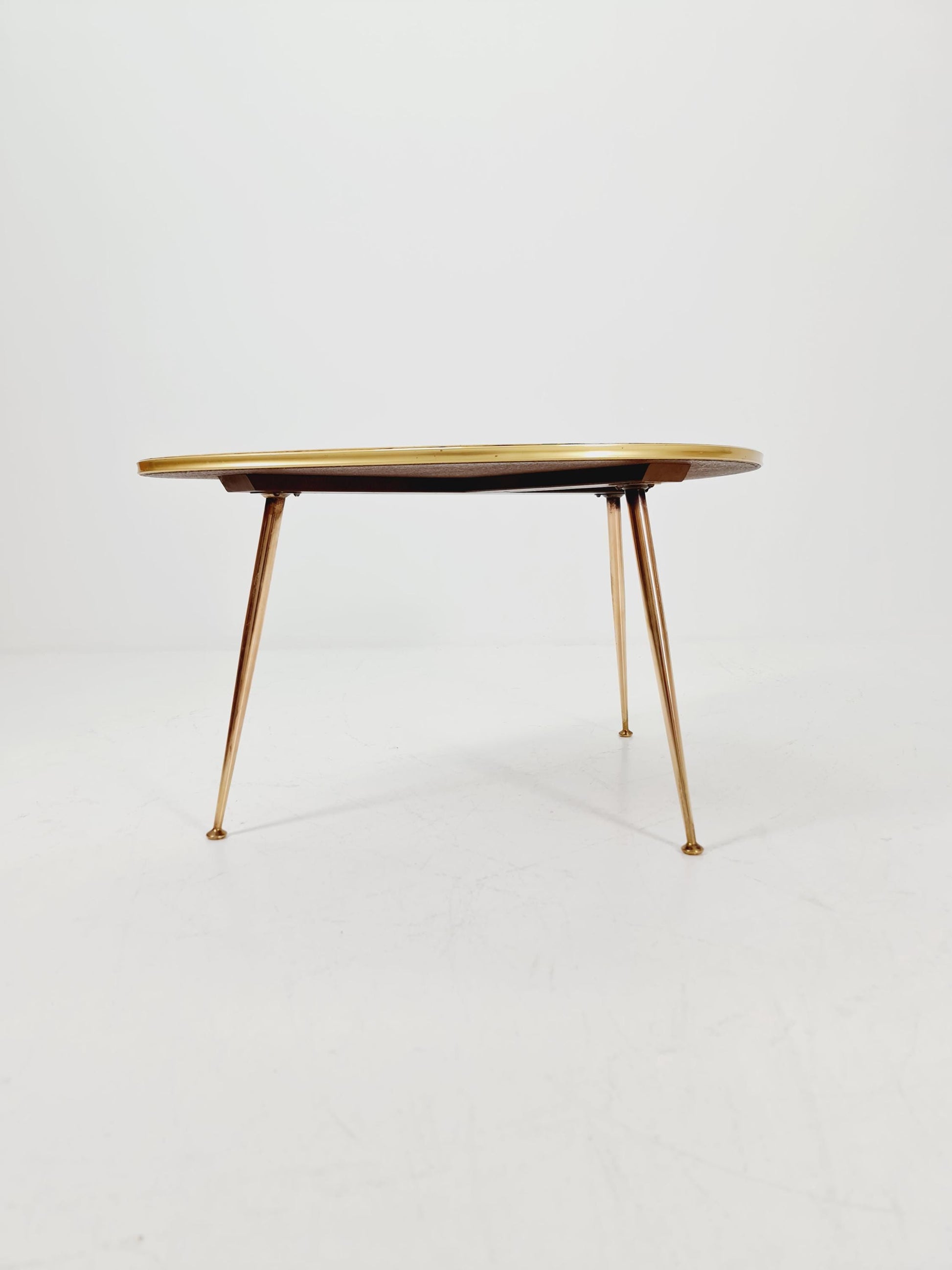 German Mid-Century Tripod Glass & Brass Coffee Table BY Ilse Möbel 1950s