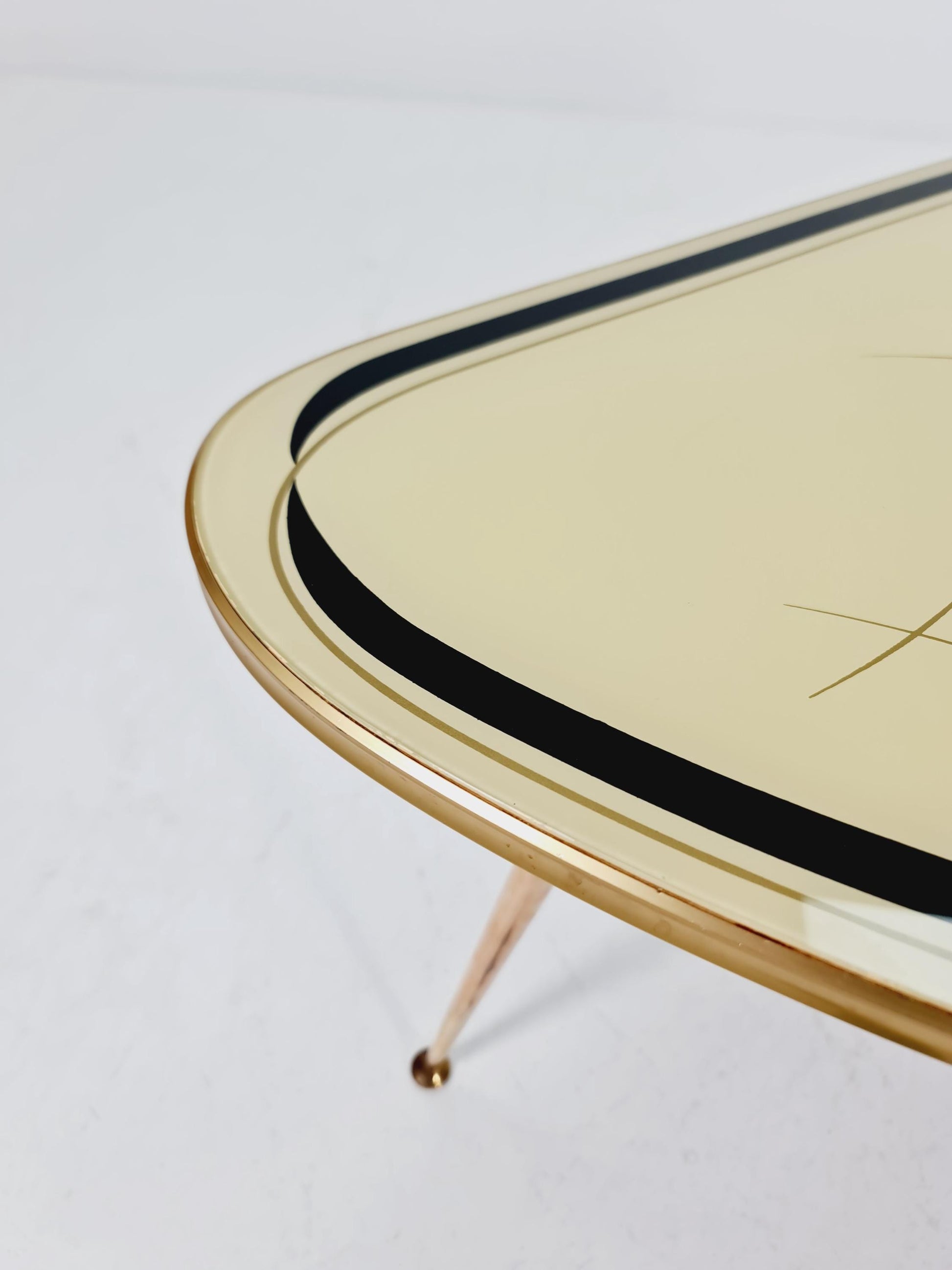 German Mid-Century Tripod Glass & Brass Coffee Table BY Ilse Möbel 1950s