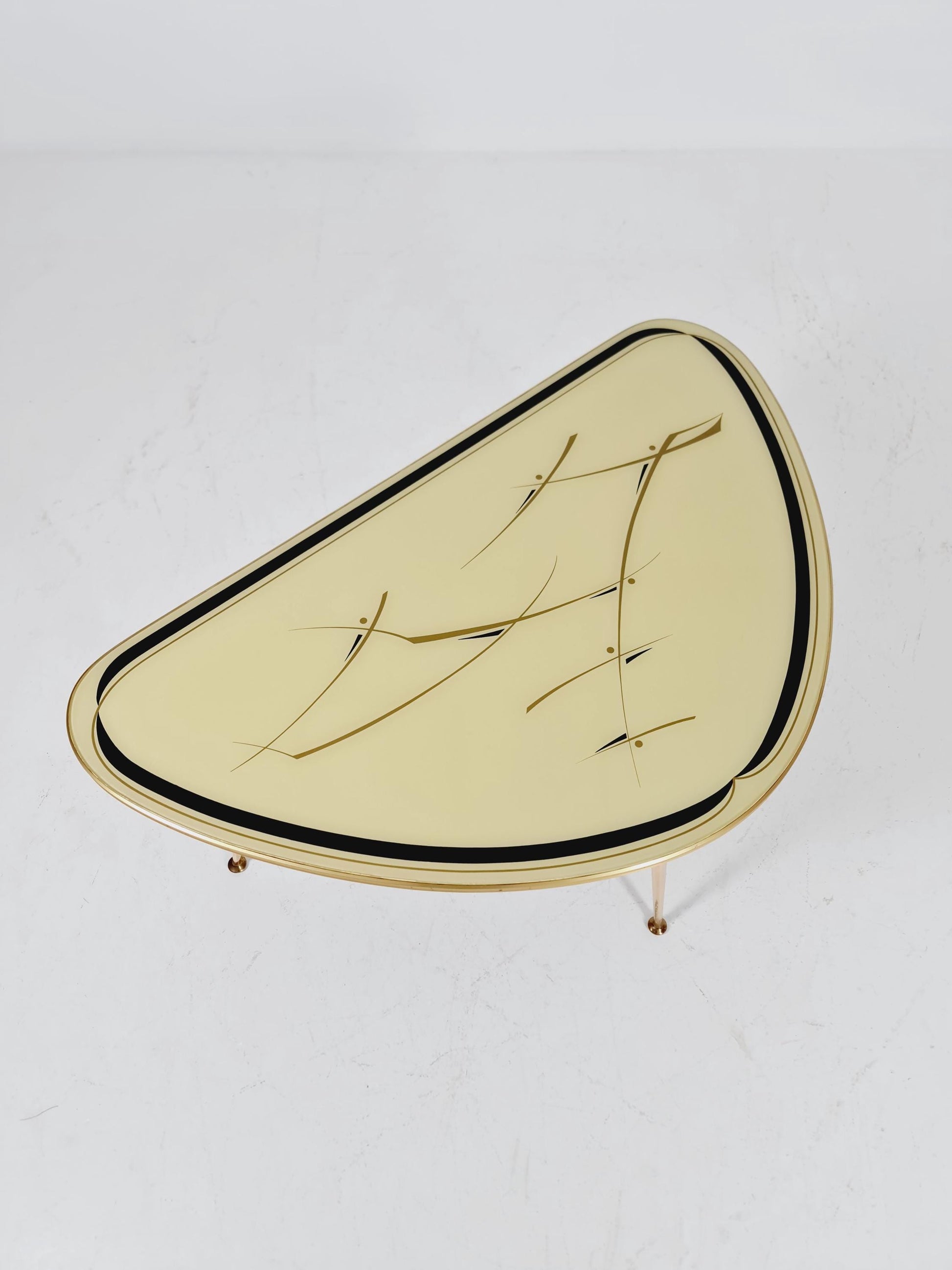 German Mid-Century Tripod Glass & Brass Coffee Table BY Ilse Möbel 1950s