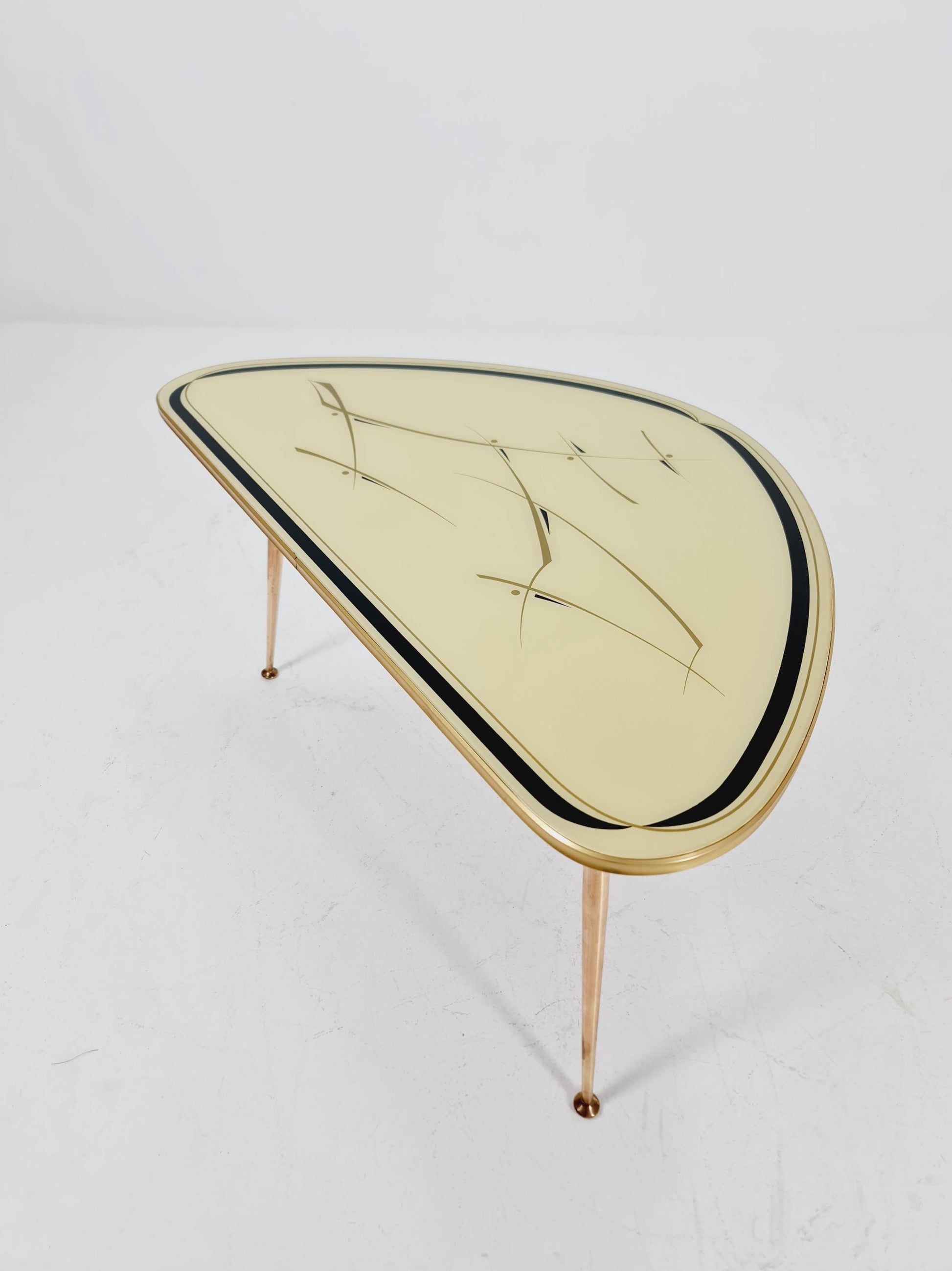 German Mid-Century Tripod Glass & Brass Coffee Table BY Ilse Möbel 1950s