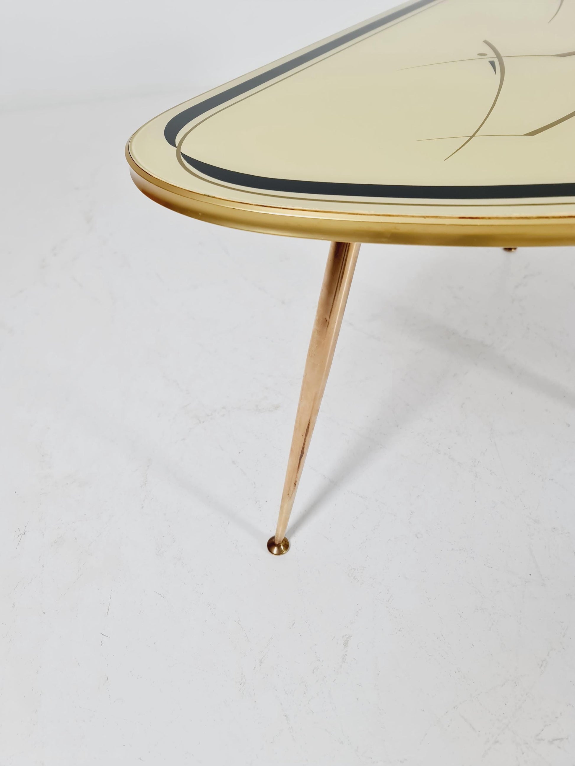 German Mid-Century Tripod Glass & Brass Coffee Table BY Ilse Möbel 1950s