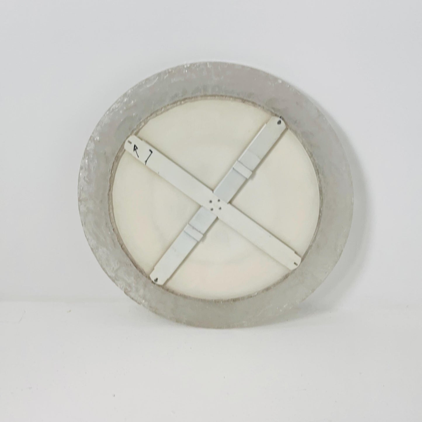 Mid-Century ice glass round large mirror by Em Germany 1960s