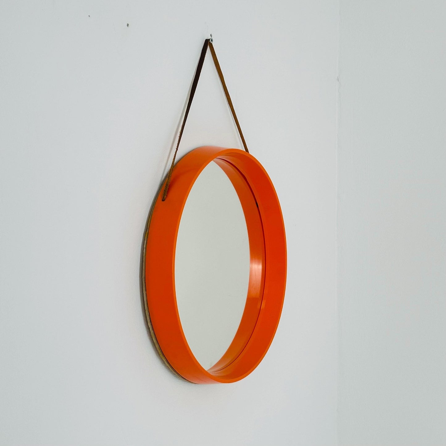 Mid Century Vintage Space Age Orange Mirror –for Termotex Denmark, 1970s