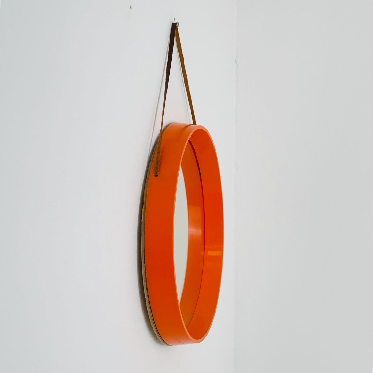 Mid Century Vintage Space Age Orange Mirror –for Termotex Denmark, 1970s
