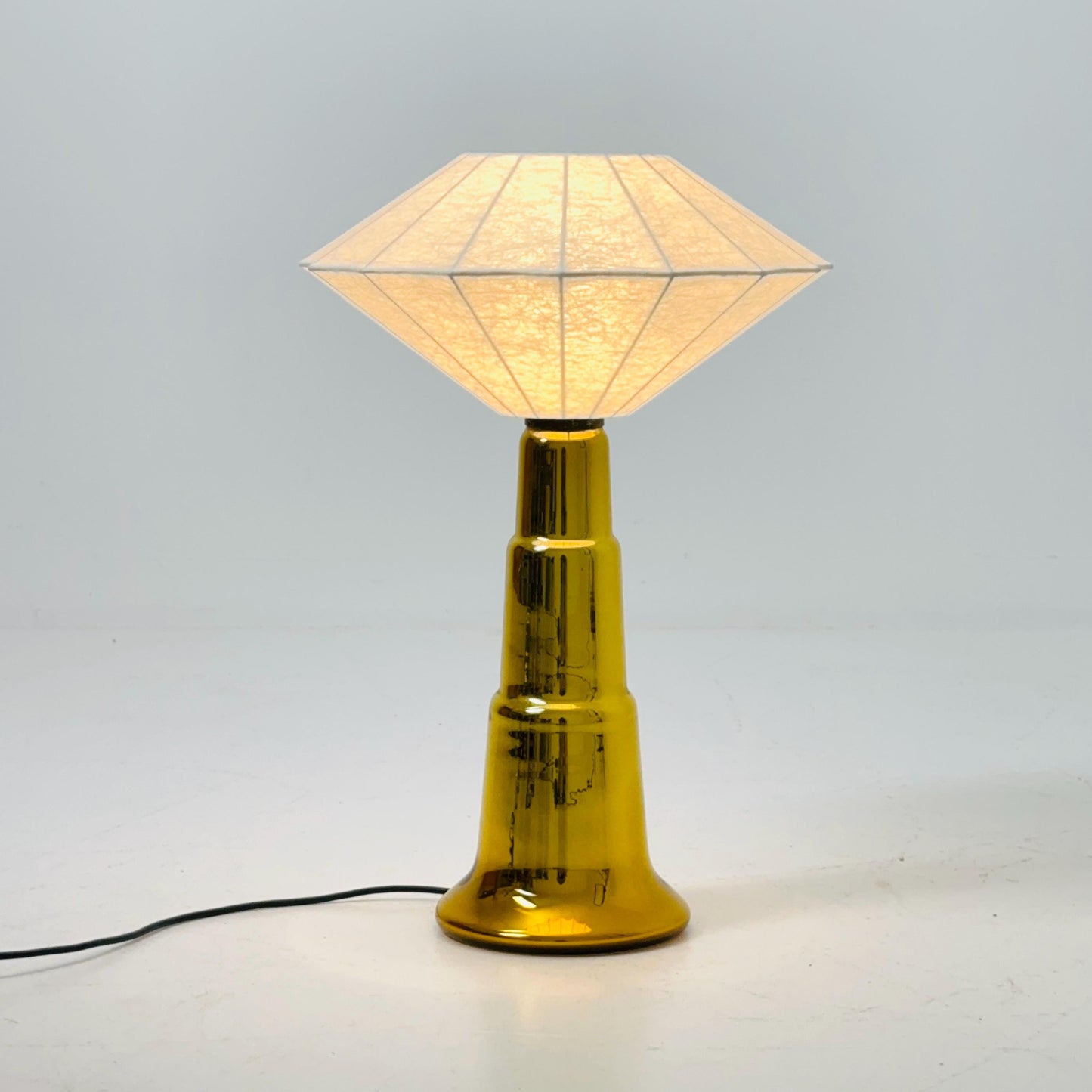 Mid century Cocoon Table Lamp | Glass Base Style of Castiglioni Brothers, Italy 1980s