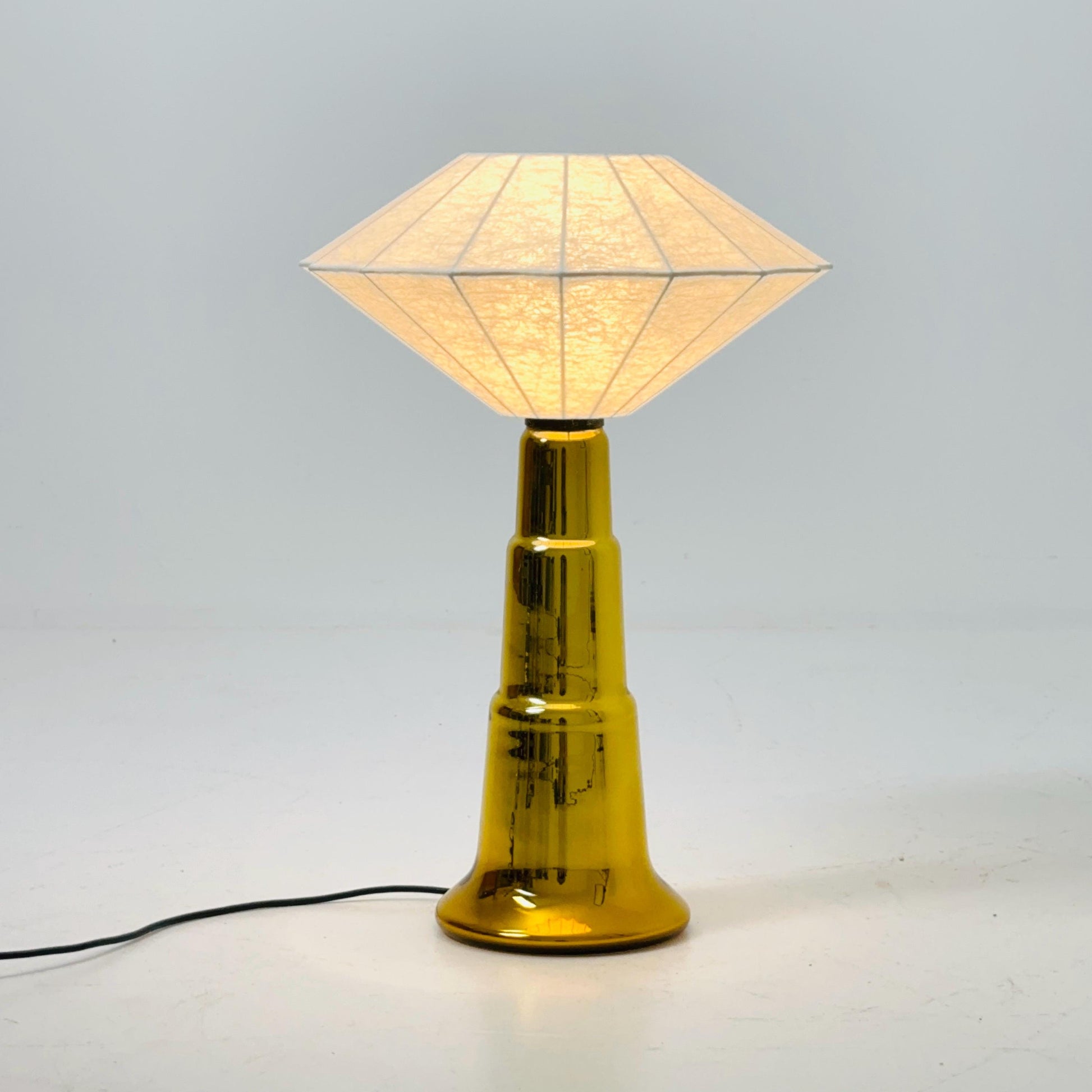 Mid century Cocoon Table Lamp | Glass Base Style of Castiglioni Brothers, Italy 1980s