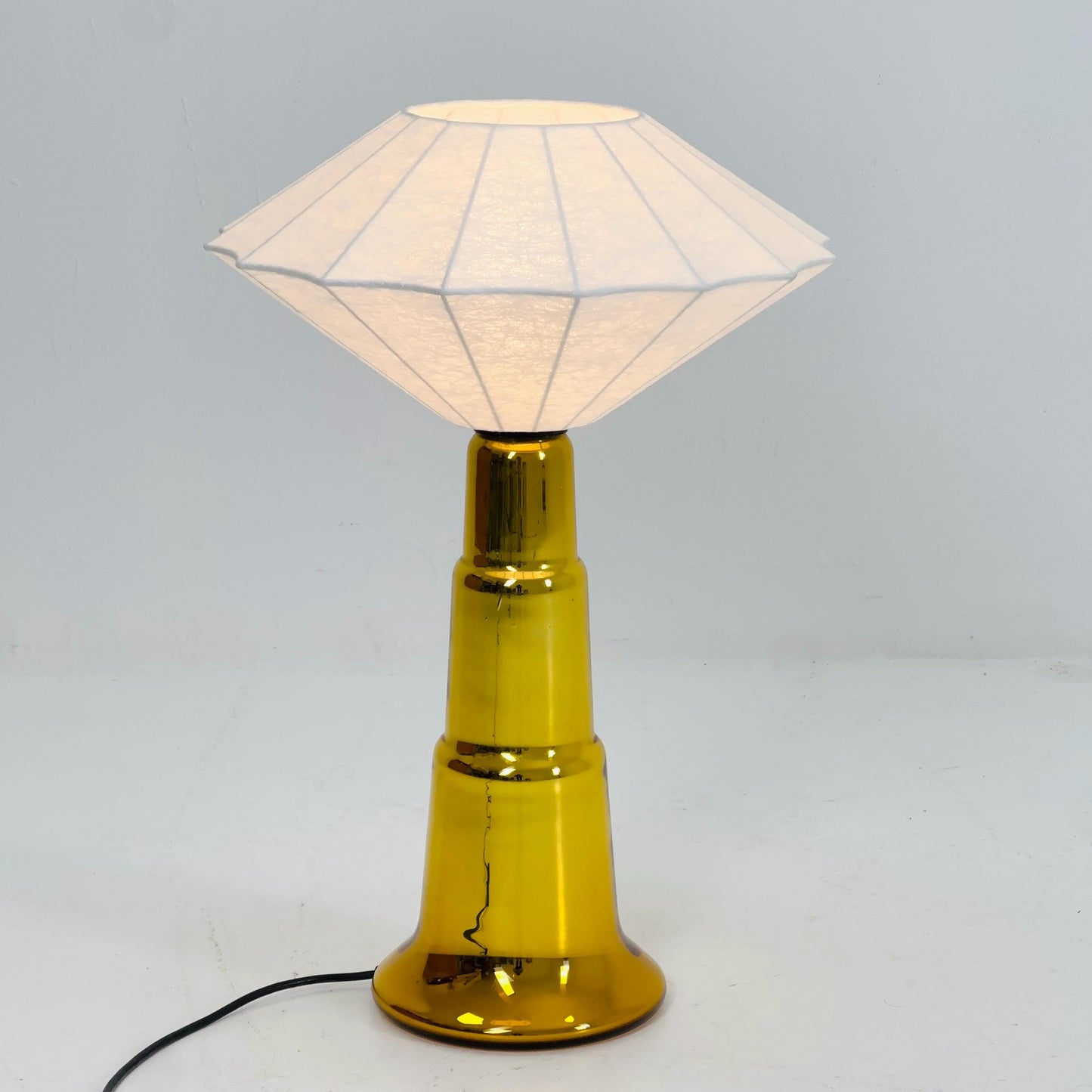 Mid century Cocoon Table Lamp | Glass Base Style of Castiglioni Brothers, Italy 1980s