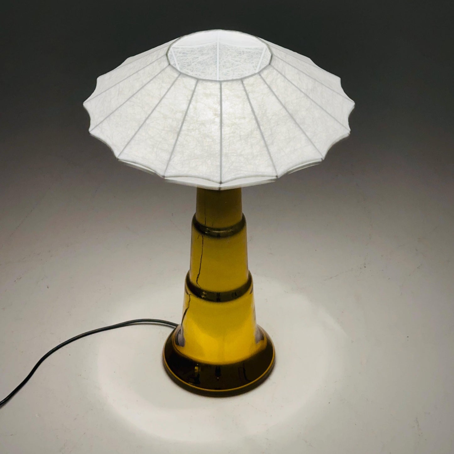 Mid century Cocoon Table Lamp | Glass Base Style of Castiglioni Brothers, Italy 1980s