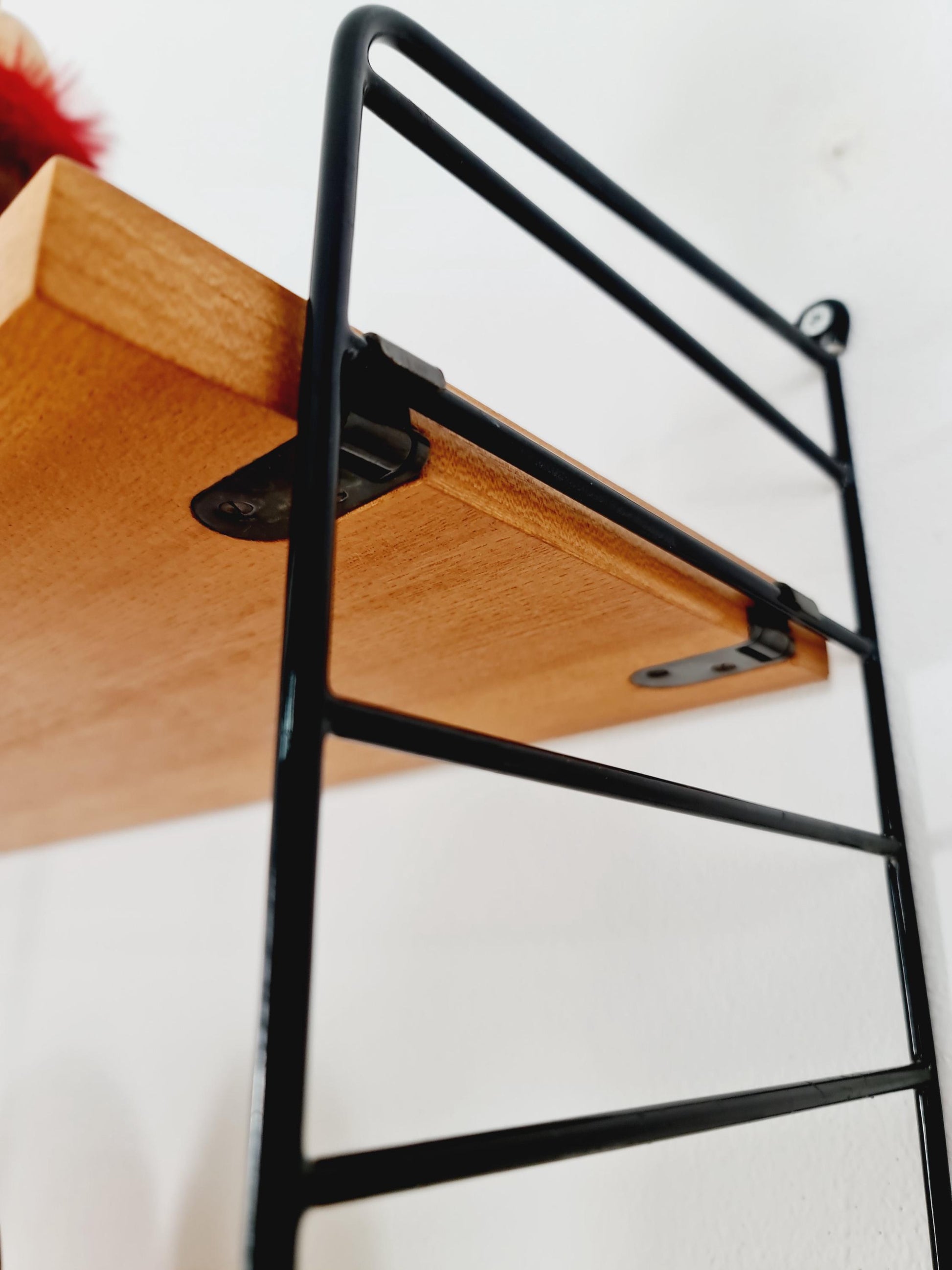 Wall-mounted original Teak Swedish string shelf-system, drawers, bookcase teak by Nils & Kajsa Strinning, 1960s