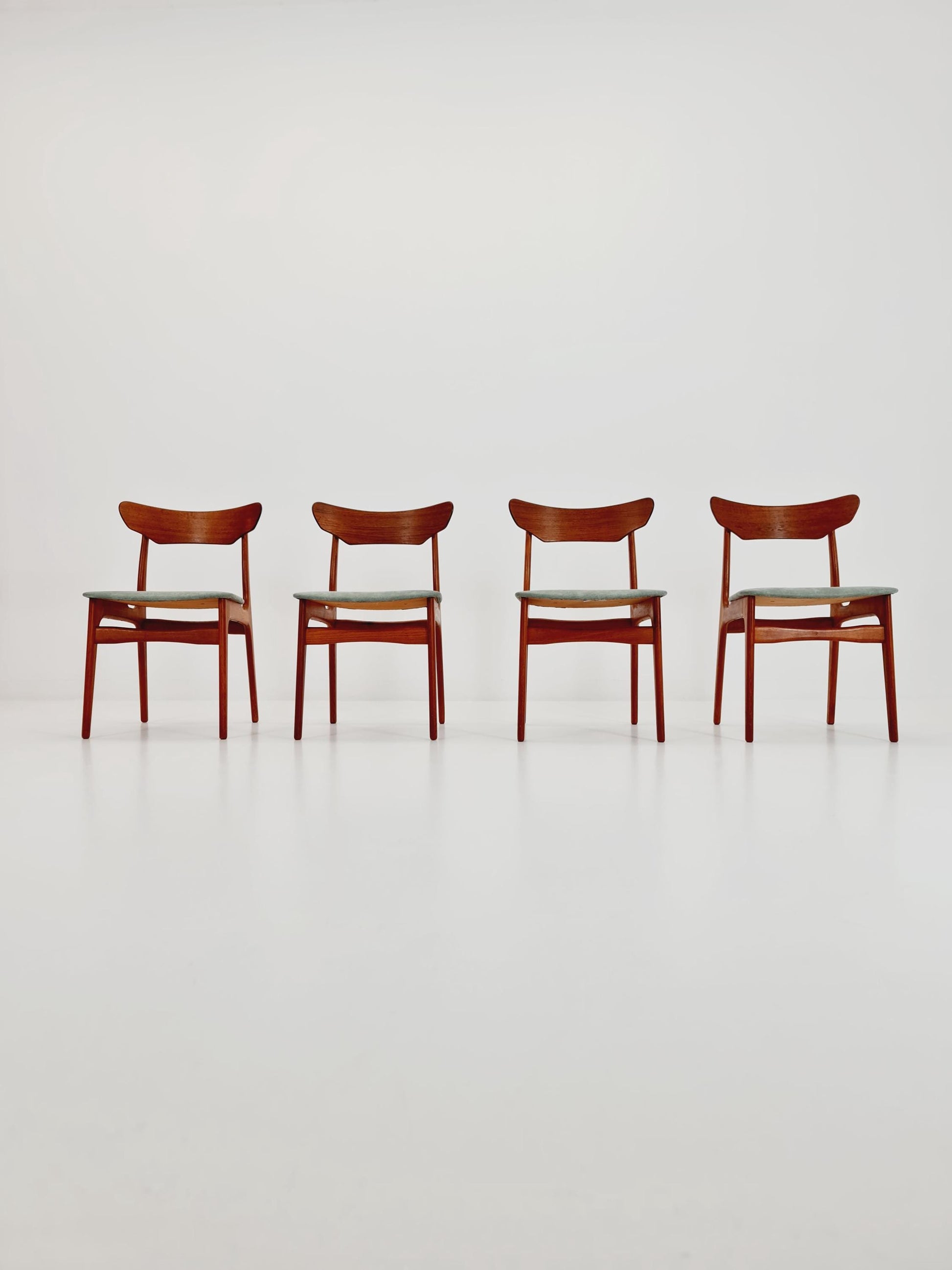 Mid Century Dansih Teak and Leather chair by schiønning & Elgaard ,1960s Set of 4