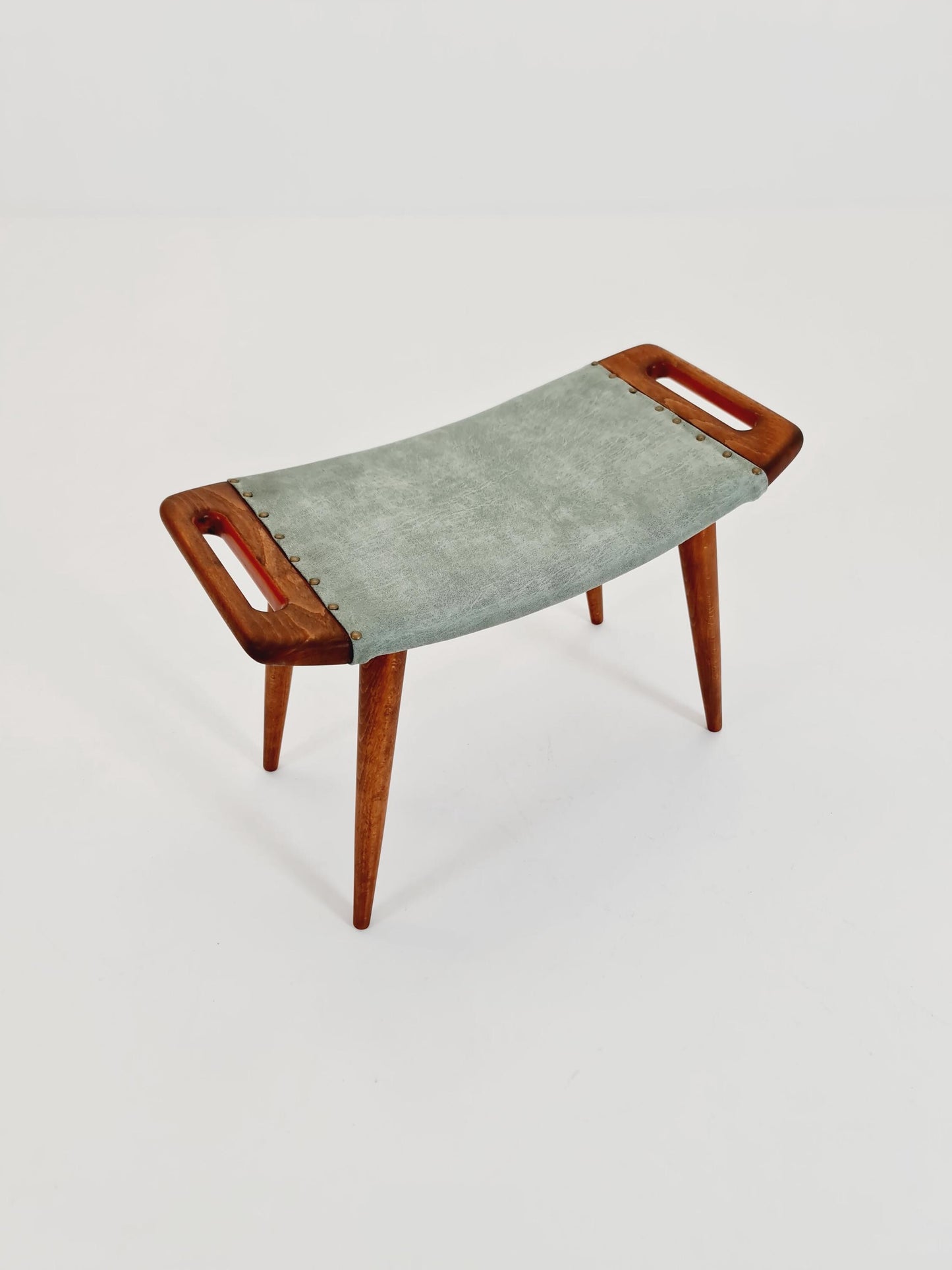 Vintage Danish teak Make up stool ottoman , 1960s
