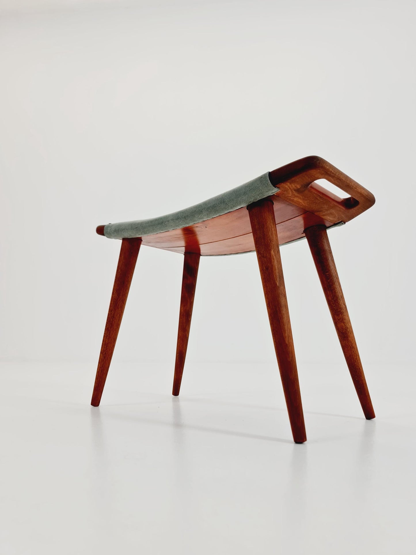 Vintage Danish teak Make up stool ottoman , 1960s