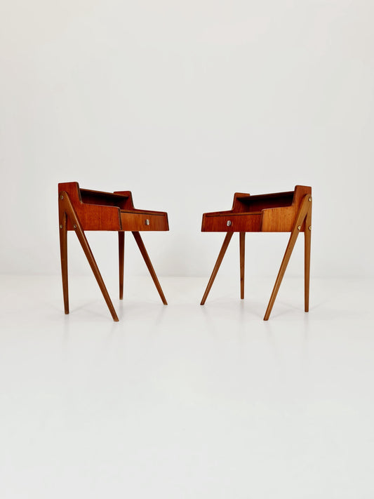 Mid century Danish teak side tables/ Bedside tables/ Nightstands, Denmark, 1960s, set of 2