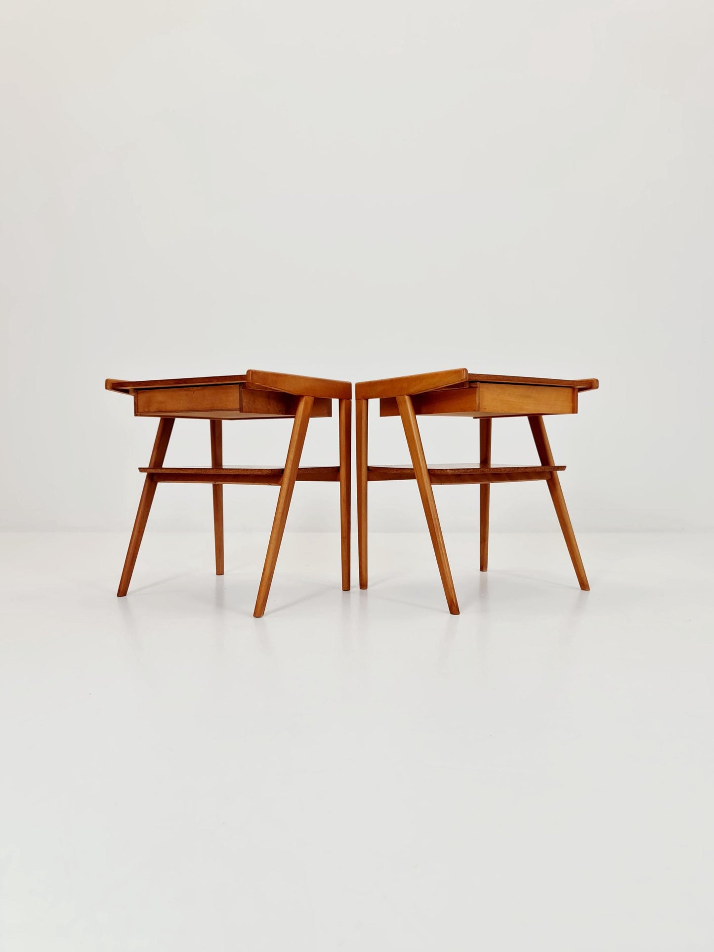 Mid century Danish teak & Oak bedside tables/ nightstands , 1960s, set of 2
