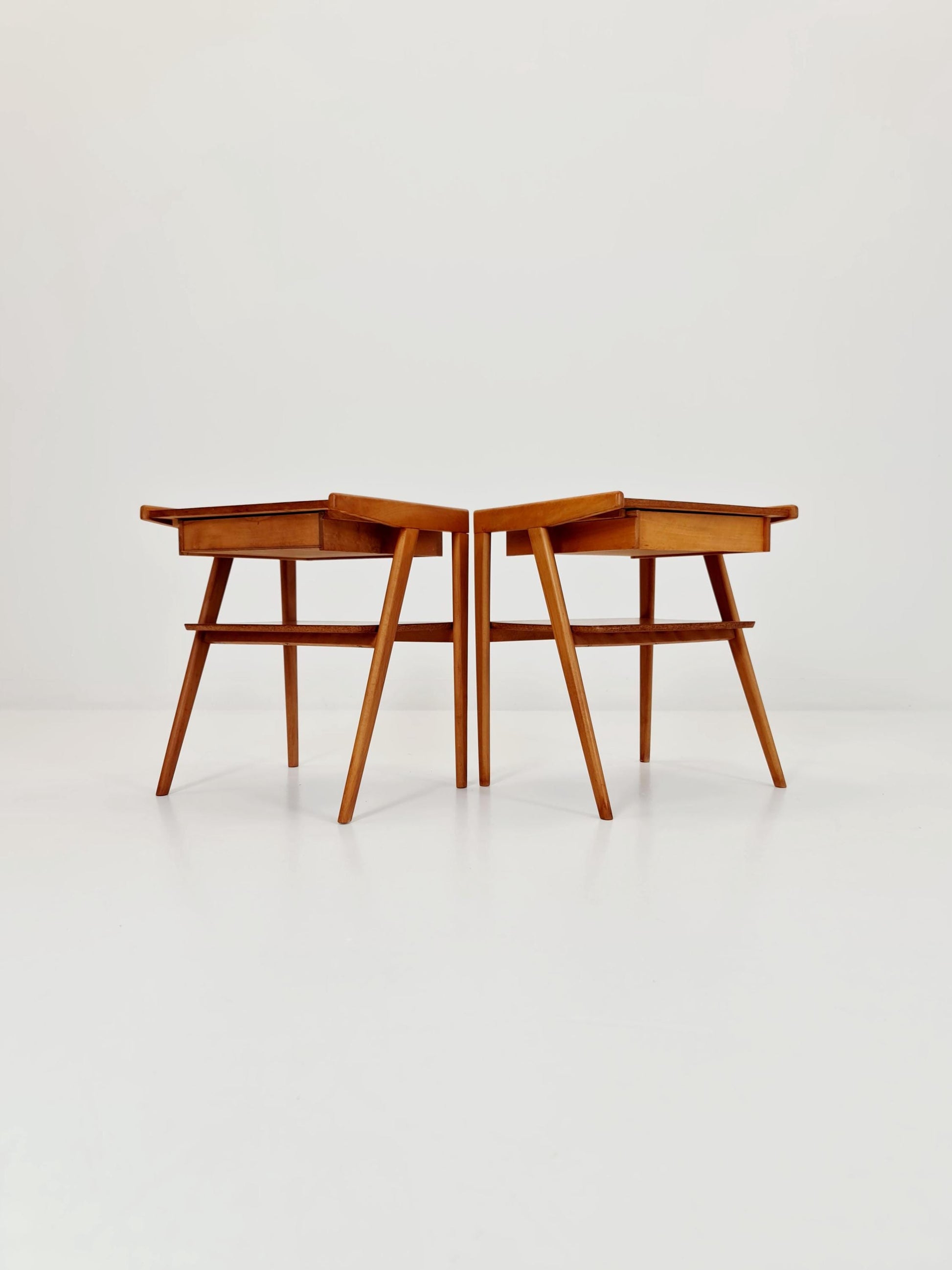 Mid century Danish teak & Oak bedside tables/ nightstands , 1960s, set of 2