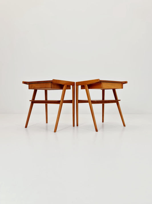 Mid century Danish teak & Oak bedside tables/ nightstands , 1960s, set of 2