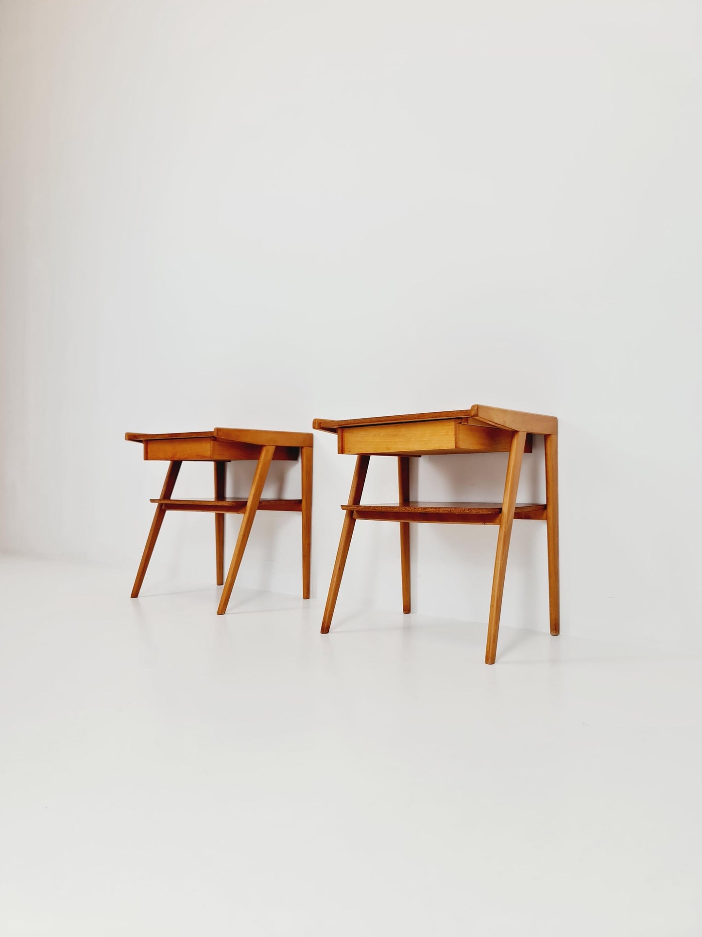 Mid century Danish teak & Oak bedside tables/ nightstands , 1960s, set of 2