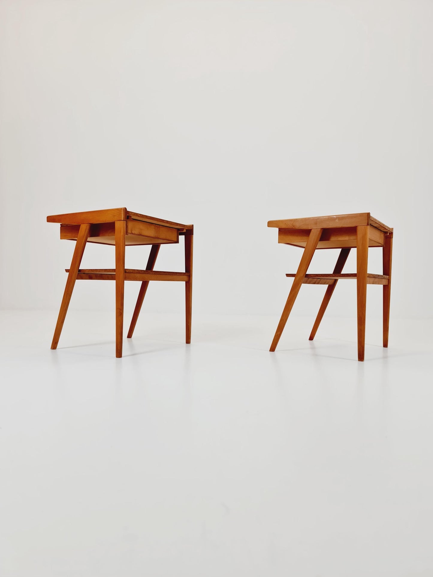 Mid century Danish teak & Oak bedside tables/ nightstands , 1960s, set of 2