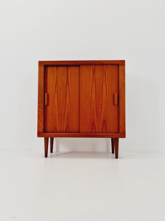 Mid century Solid Danish teak hallway cabinet, shoes cabinet By Silkborg Möbelfabrik 1960s