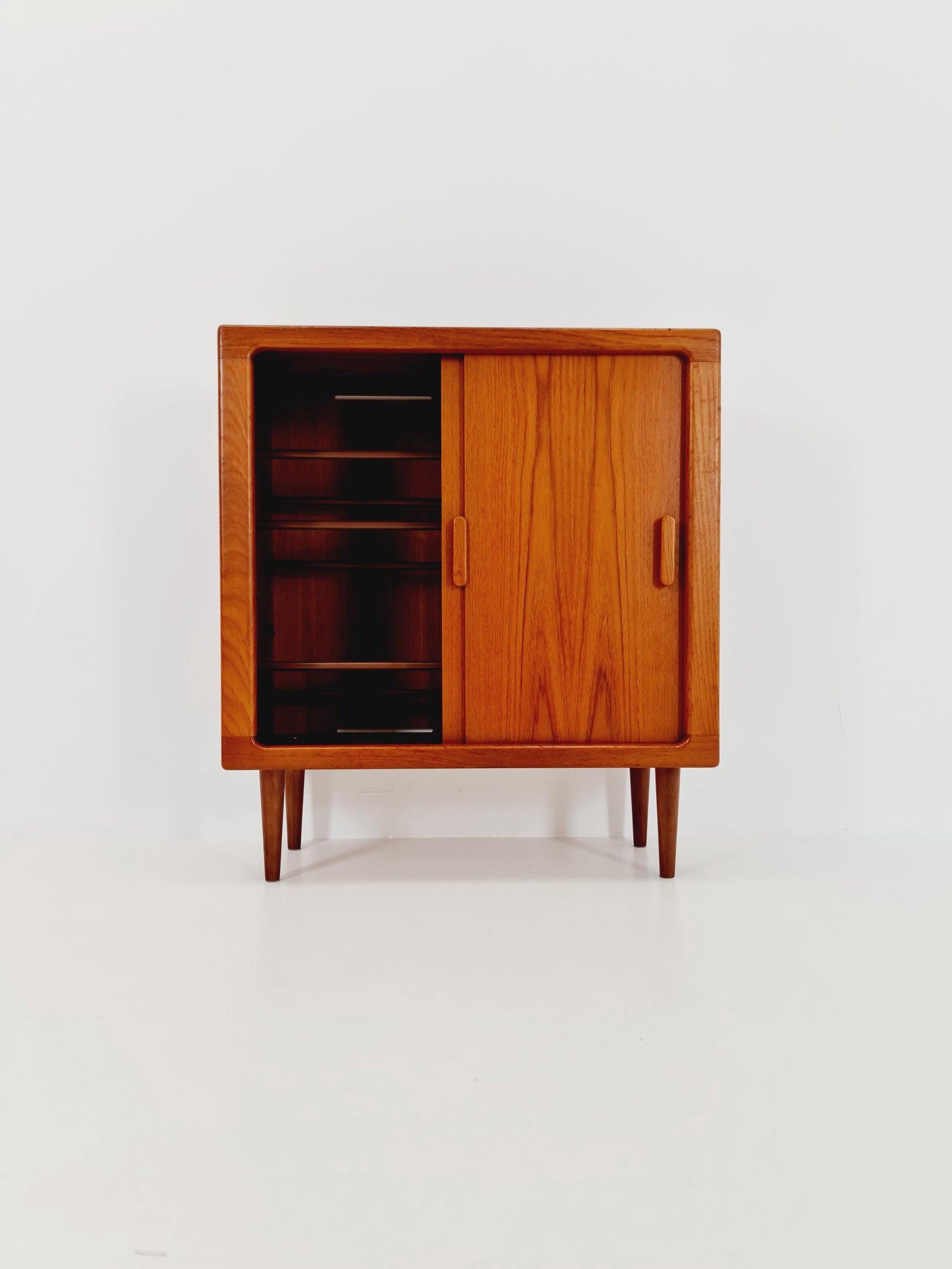 Mid century Solid Danish teak hallway cabinet, shoes cabinet By Silkborg Möbelfabrik 1960s
